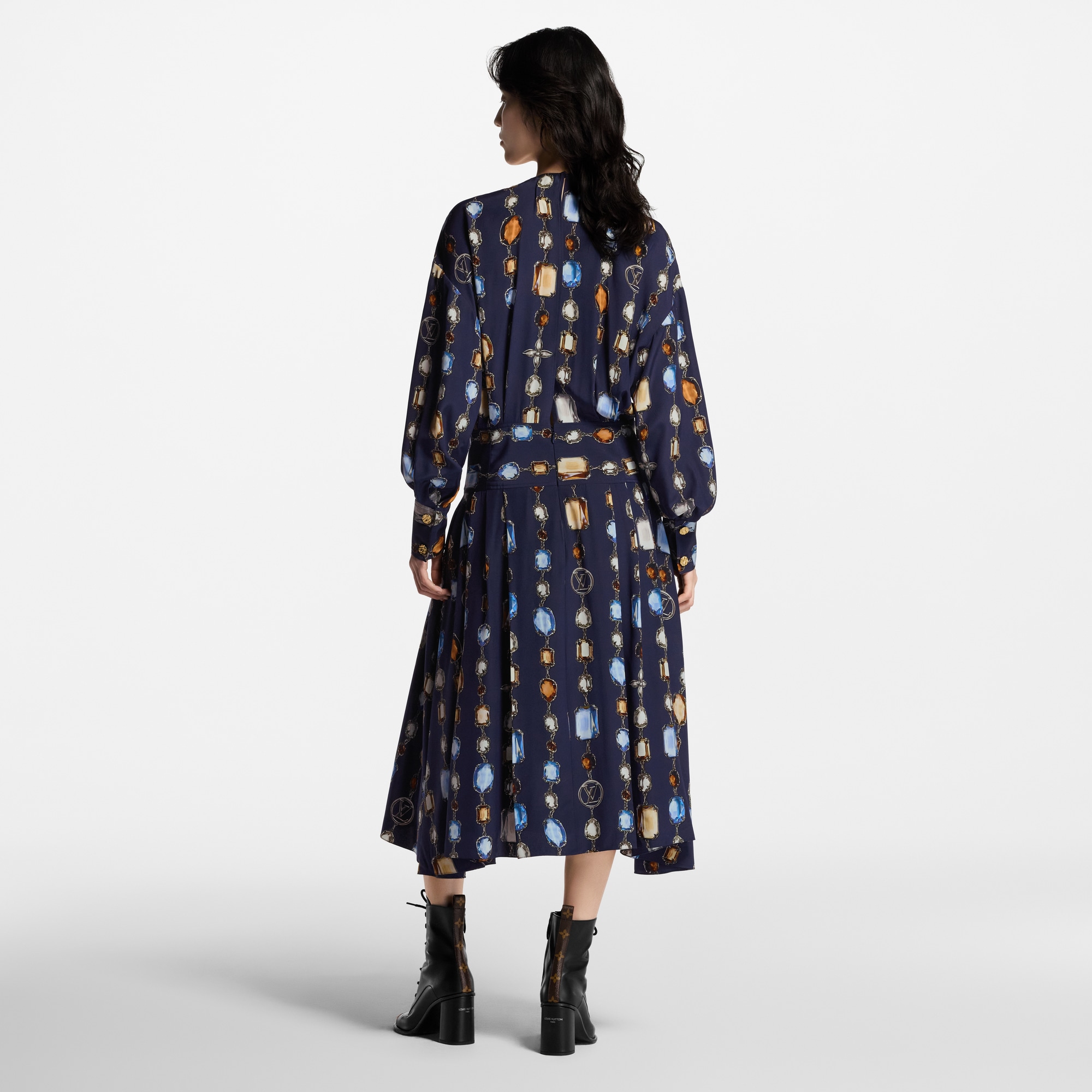 Abito a maniche lunghe con motivo di collana stampato  Donna Abbigliamento Abiti | LOUIS VUITTON (Zoom prodotto)