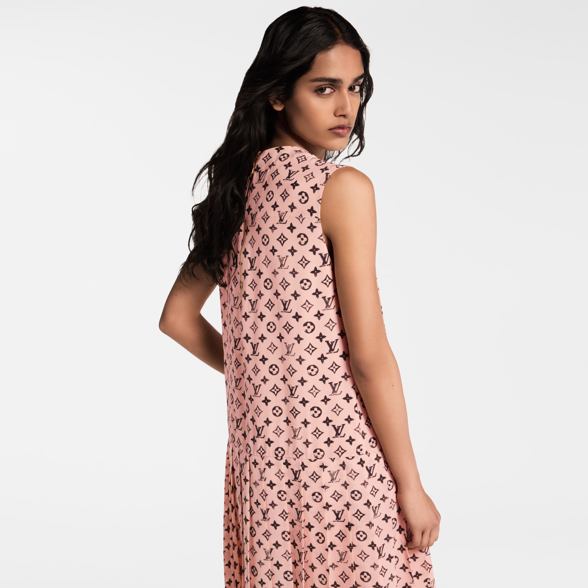 Abito a pieghe con motivo Monogram effetto lavato  Donna Abbigliamento Abiti | LOUIS VUITTON (Zoom prodotto)