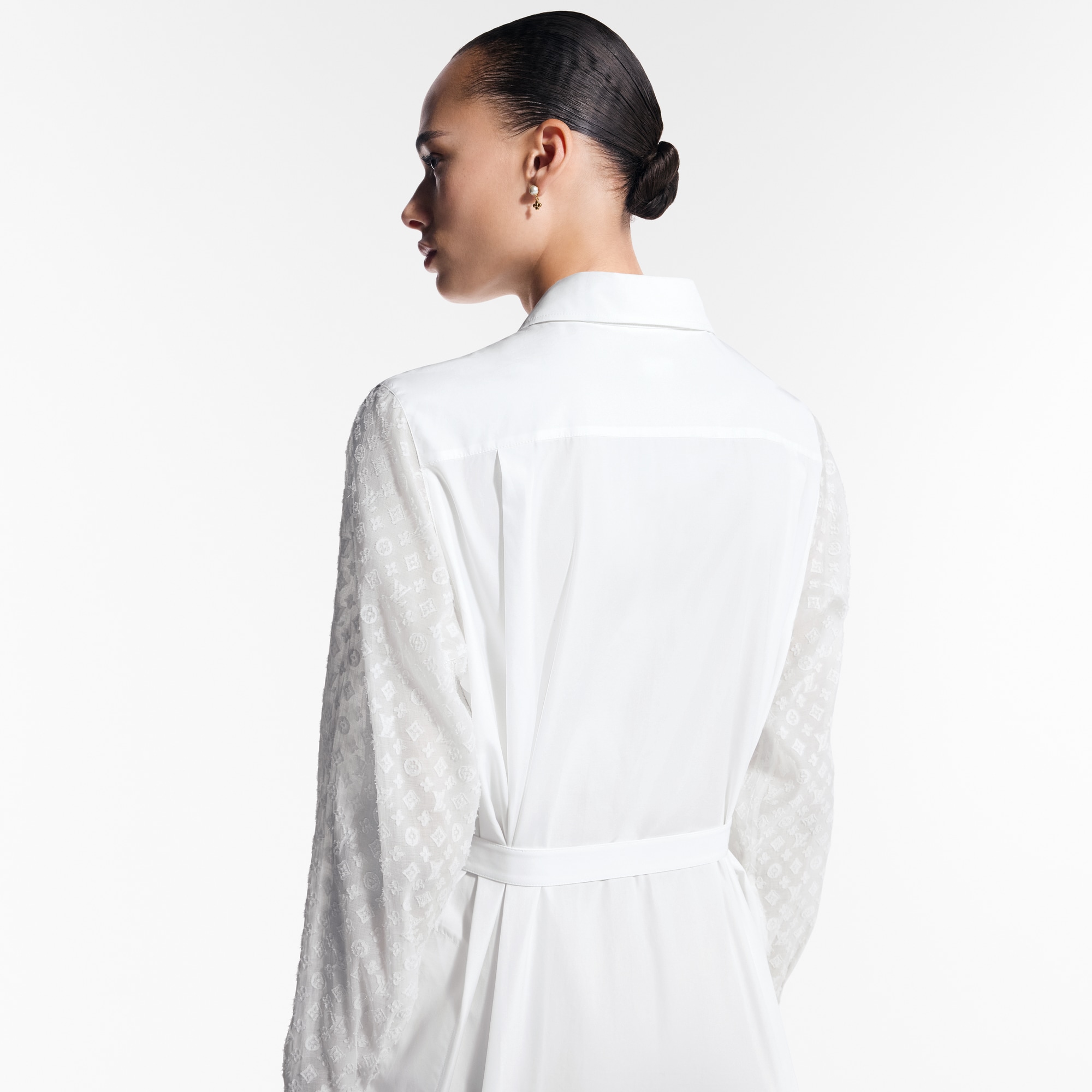 Abito-camicia con dettagli di motivo Monogram  Donna Abbigliamento Abiti | LOUIS VUITTON (Zoom prodotto)