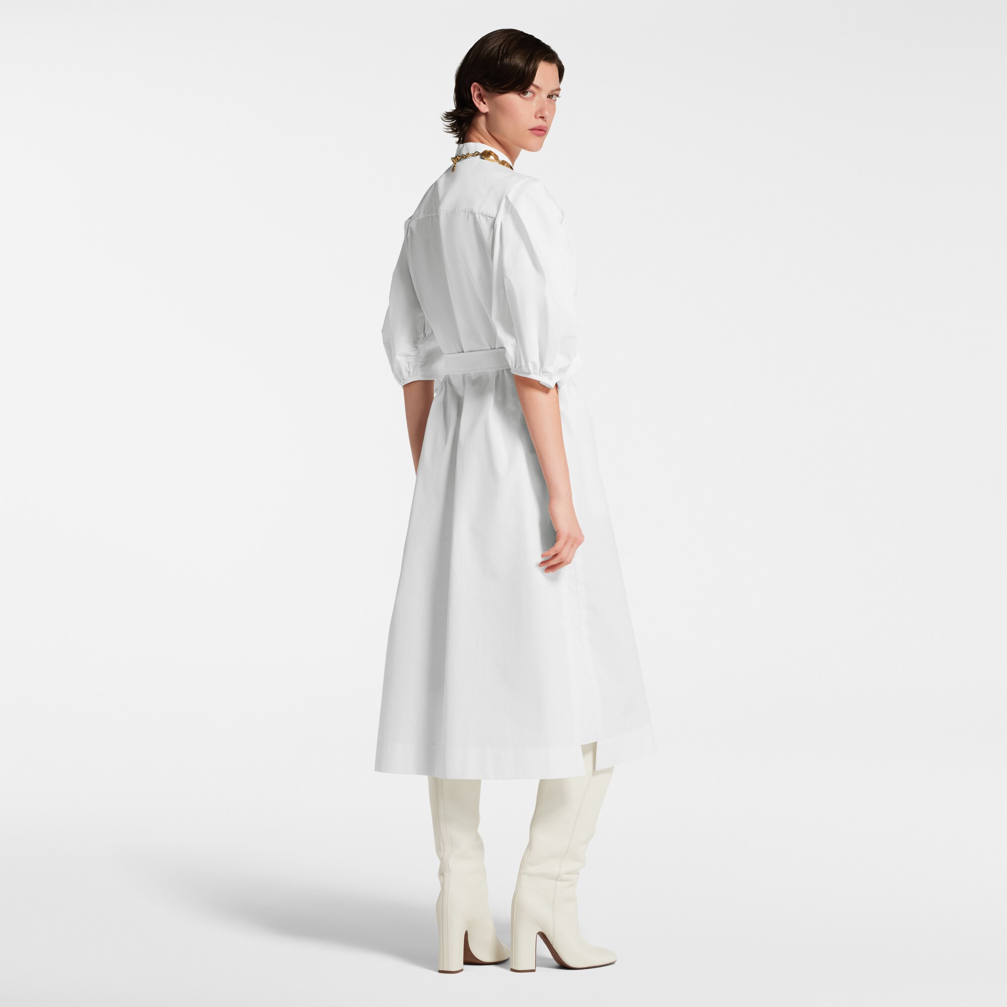 Abito-camicia con maniche a sbuffo  Donna Abbigliamento Abiti | LOUIS VUITTON (Zoom prodotto)