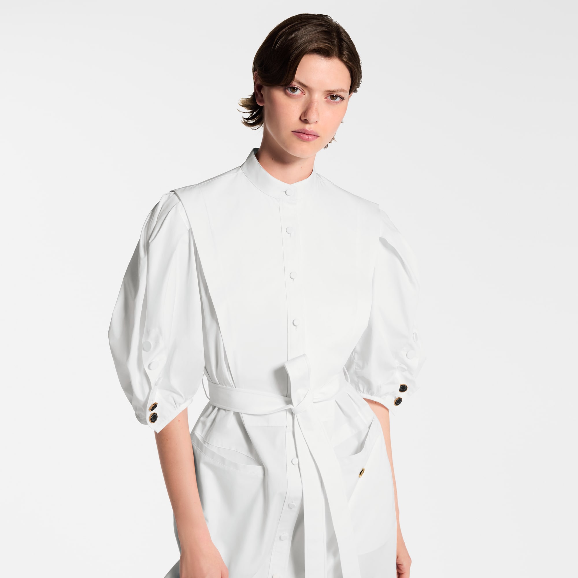 Abito-camicia con maniche a sbuffo  Donna Abbigliamento Abiti | LOUIS VUITTON (Zoom prodotto)