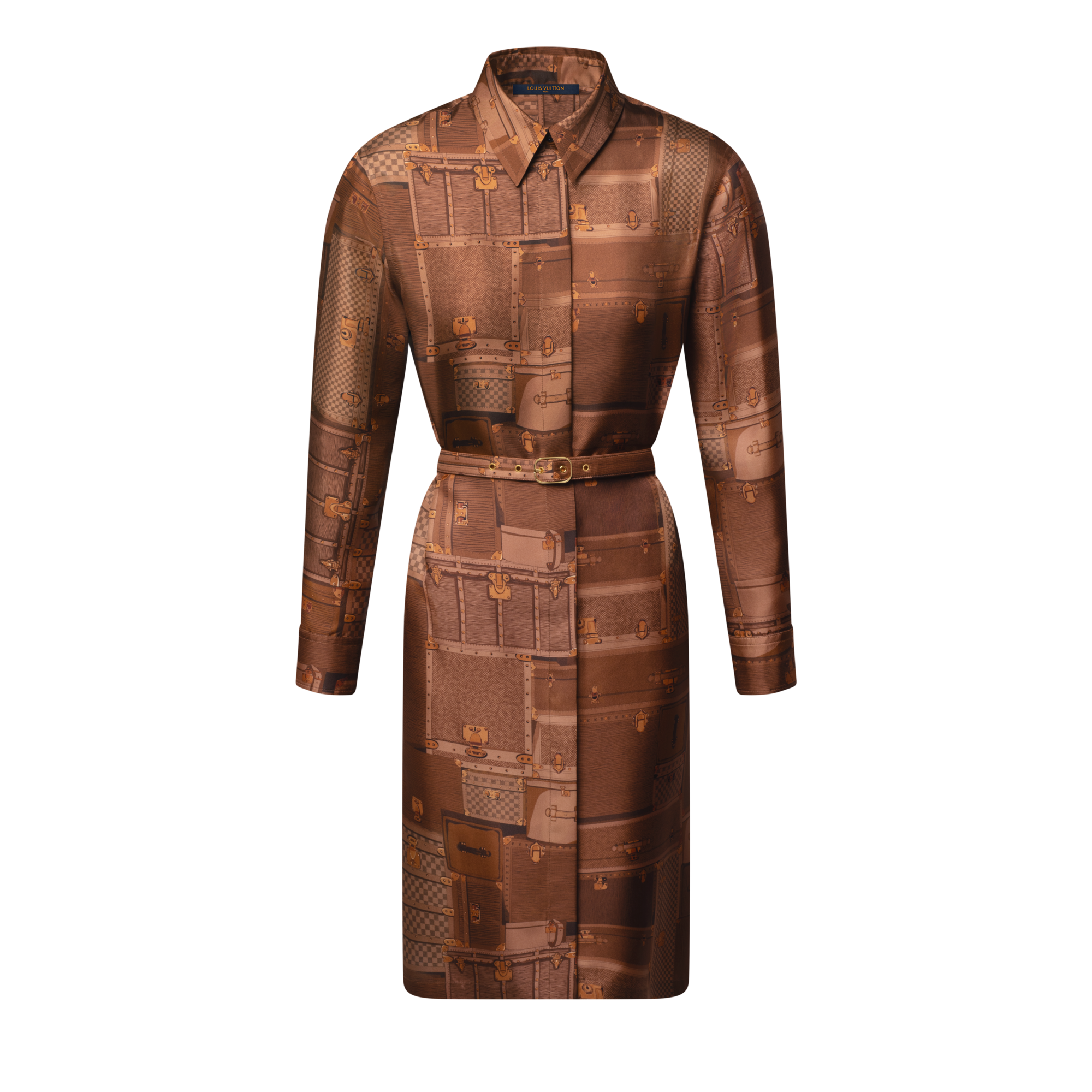 Abito-camicia con motivo di bauli stampato  Donna Abbigliamento Abiti | LOUIS VUITTON (Zoom prodotto)
