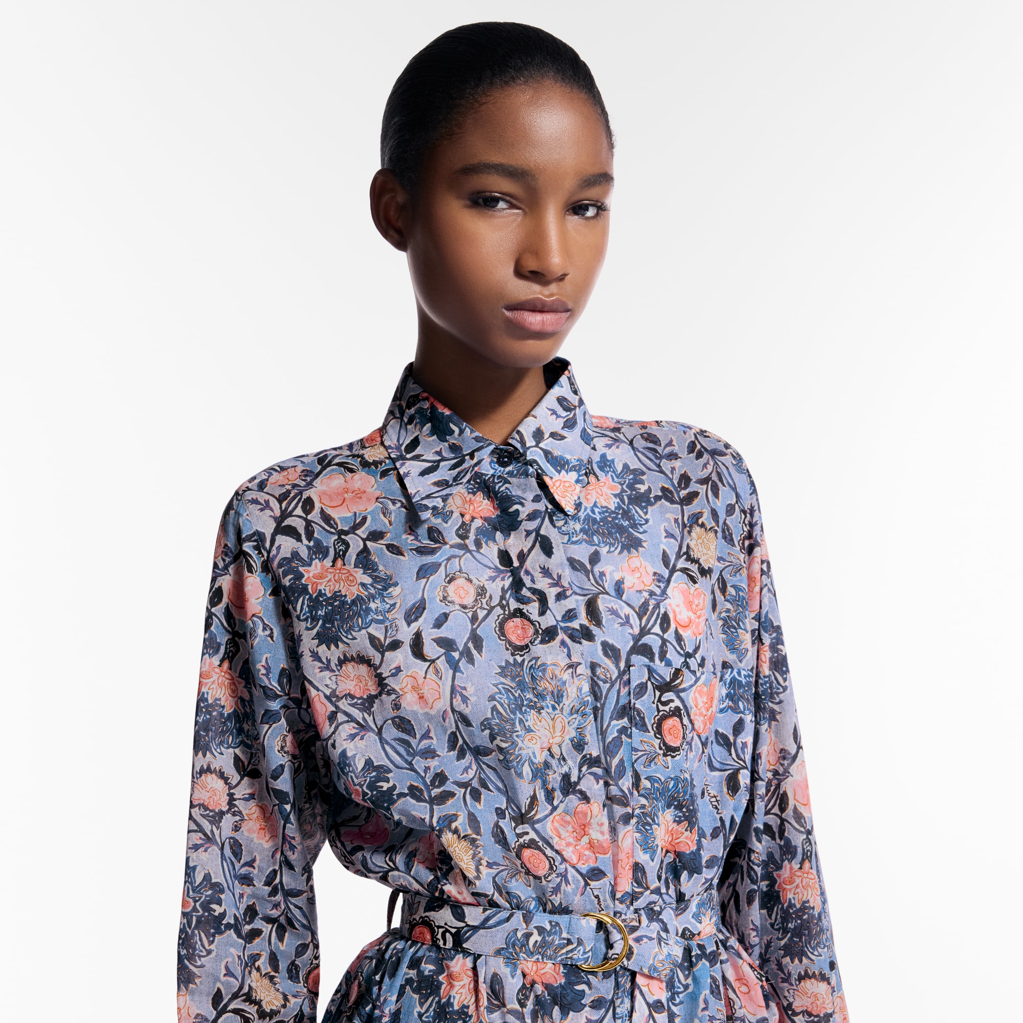 Abito-camicia con motivo floreale  Donna Abbigliamento Abiti | LOUIS VUITTON (Zoom prodotto)