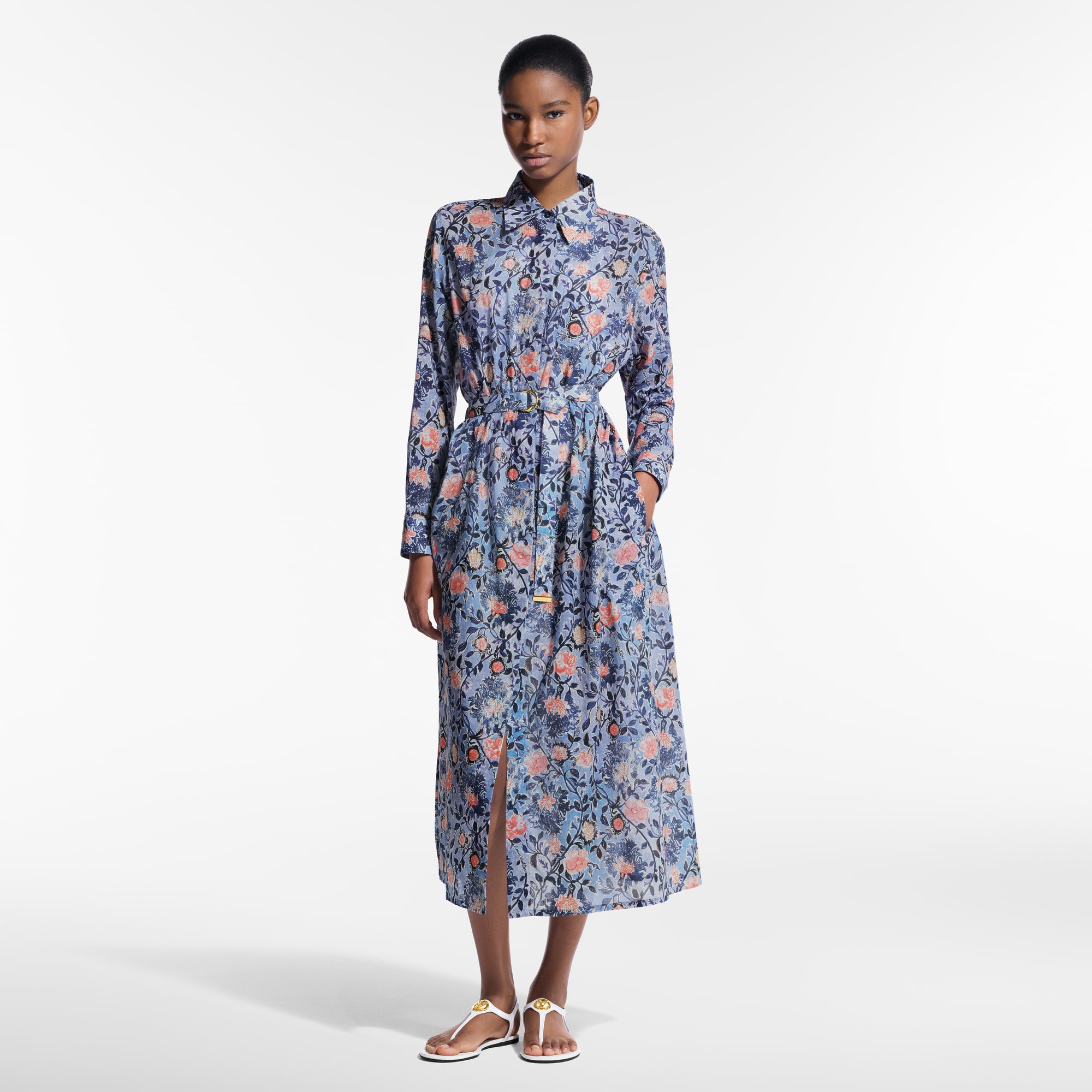 Abito-camicia con motivo floreale  Donna Abbigliamento Abiti | LOUIS VUITTON (Zoom prodotto)
