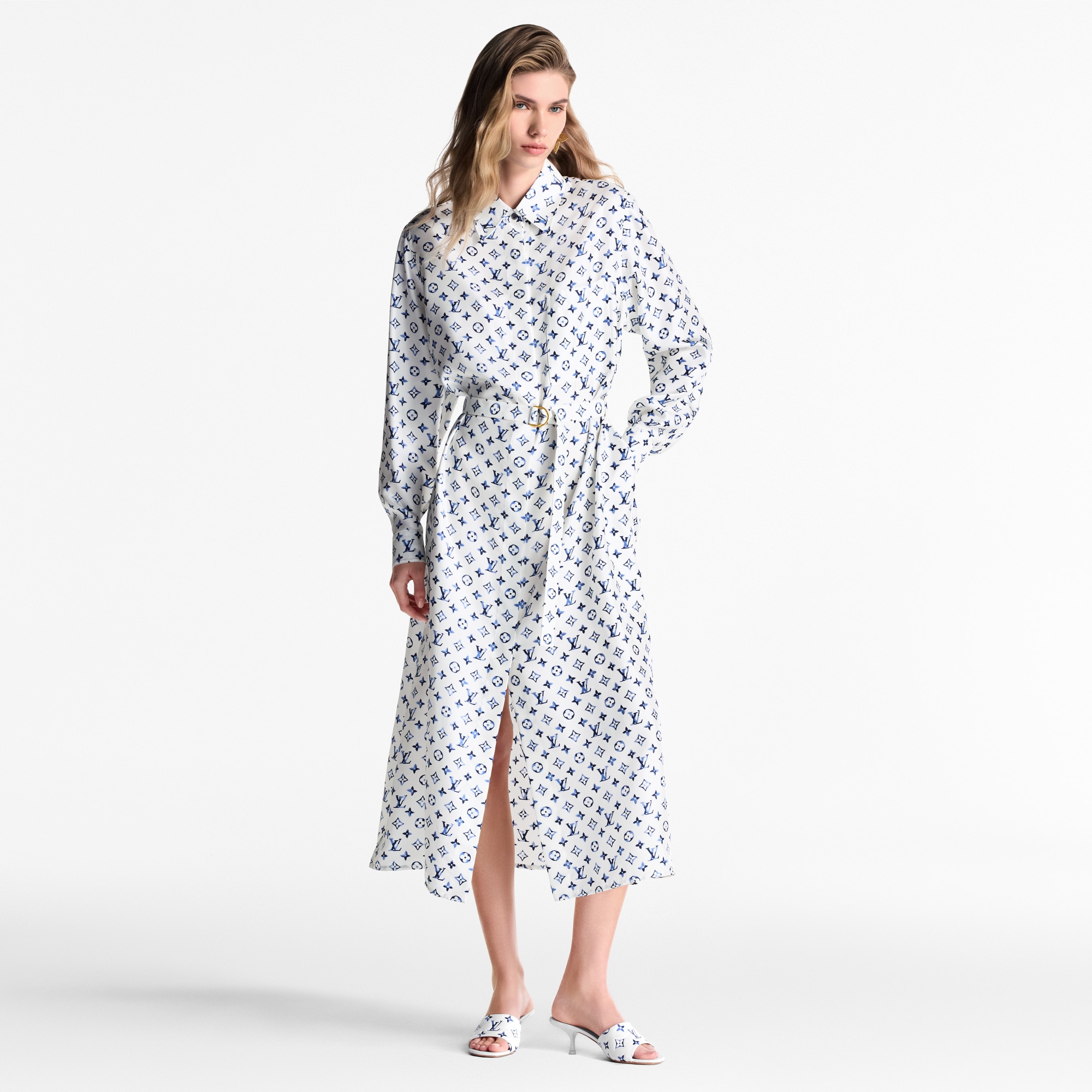 Abito-camicia con motivo Monogram Aquarelle  Donna Abbigliamento Abiti | LOUIS VUITTON (Zoom prodotto)
