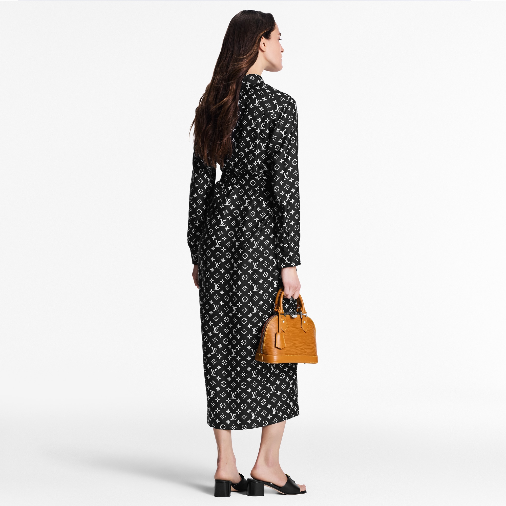 Abito-camicia in seta con motivo Monogram  Donna Abbigliamento Abiti | LOUIS VUITTON (Zoom prodotto)