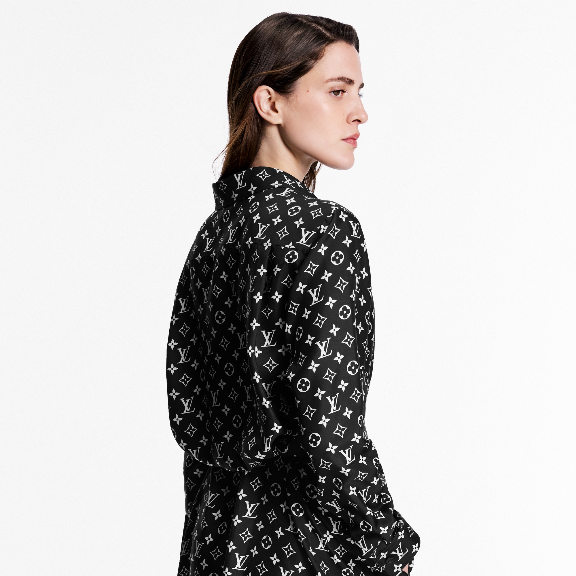 Abito-camicia in seta con motivo Monogram  Donna Abbigliamento Abiti | LOUIS VUITTON (Zoom prodotto)