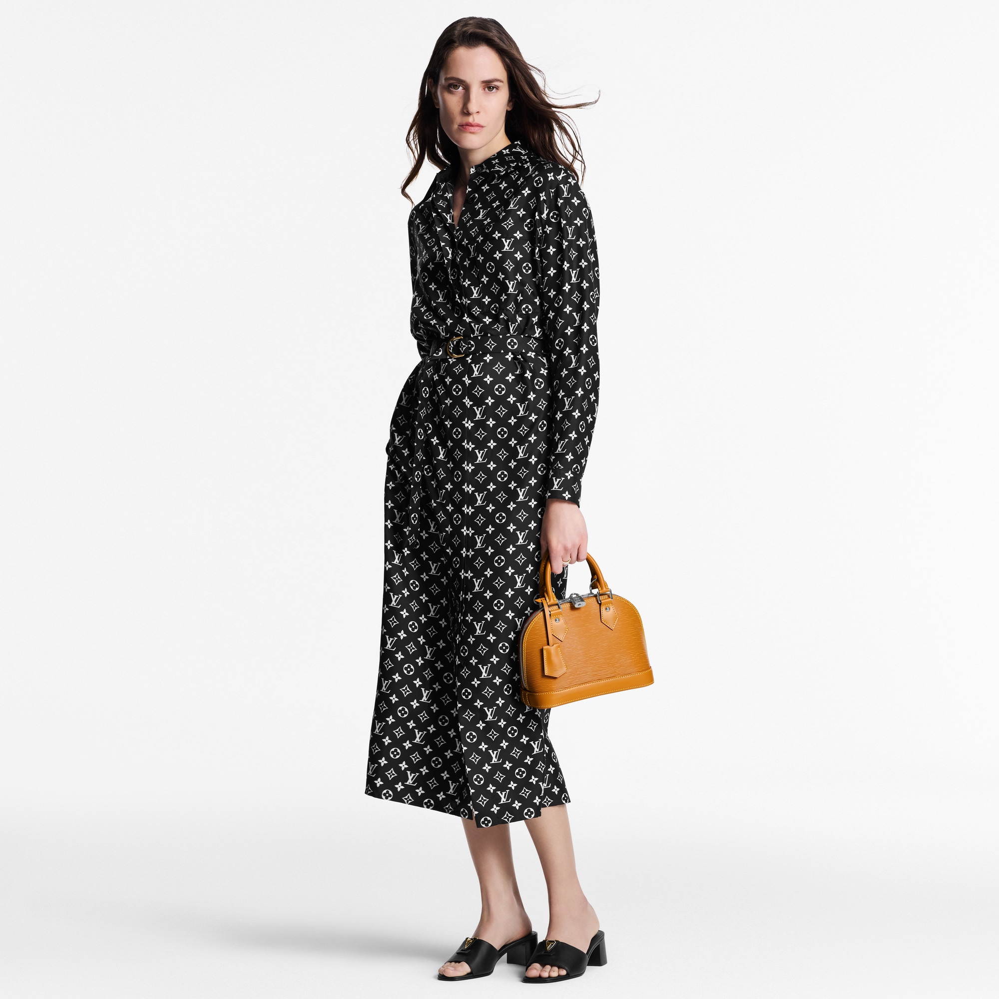 Abito-camicia in seta con motivo Monogram  Donna Abbigliamento Abiti | LOUIS VUITTON (Zoom prodotto)