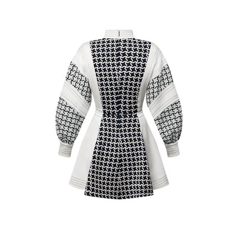 Abito con maniche a palloncino in jacquard a nido d'ape Donna Abbigliamento Abiti | LOUIS VUITTON (Zoom prodotto)