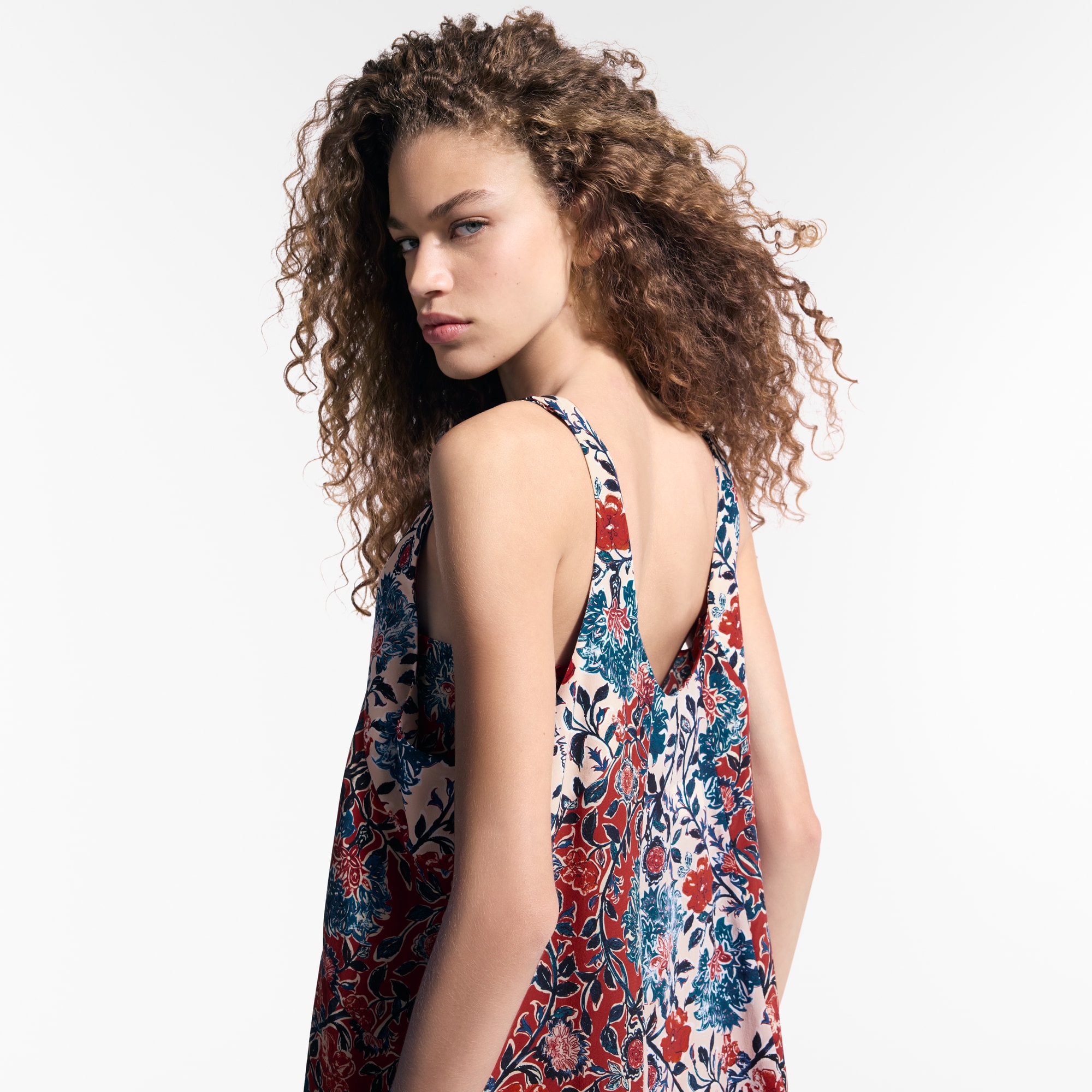 Abito con motivo floreale e inserti godet  Donna Abbigliamento Abiti | LOUIS VUITTON (Zoom prodotto)