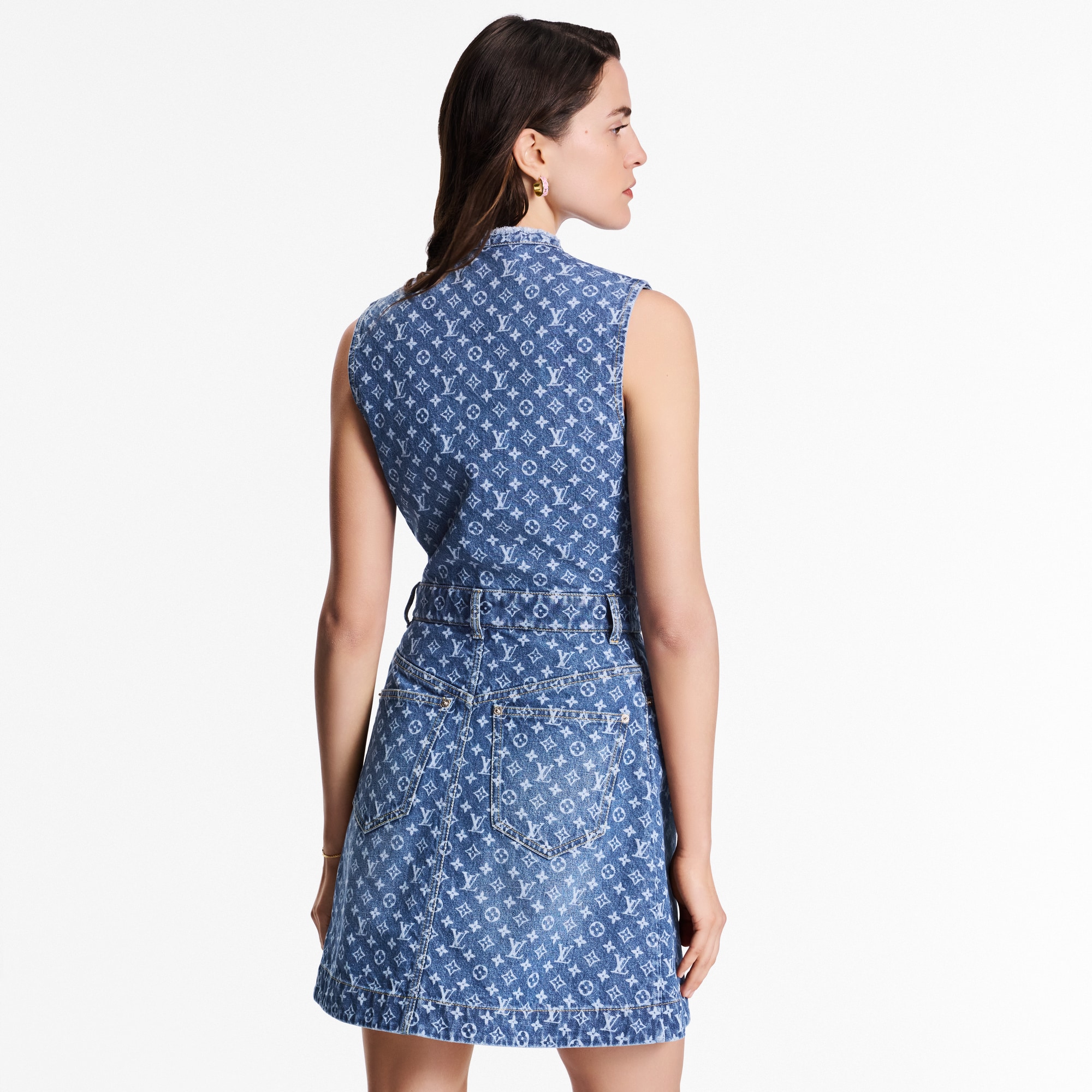 Abito in denim con motivo Monogram  Donna Abbigliamento Abiti | LOUIS VUITTON (Zoom prodotto)
