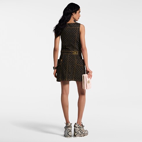 Abito in denim con motivo Monogram e bottoni anteriori Donna Abbigliamento Abiti | LOUIS VUITTON (Zoom prodotto)