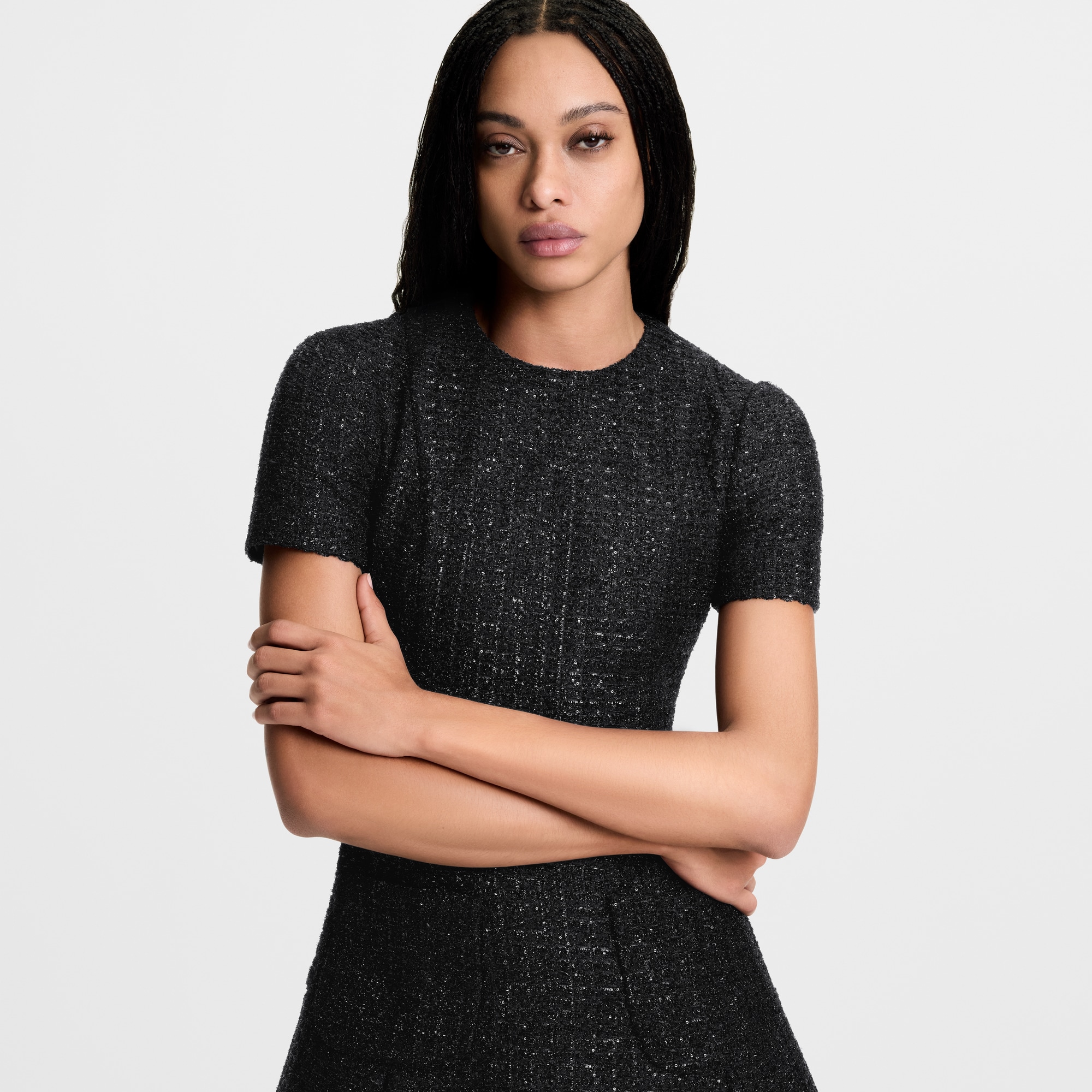 Abito in tweed con lurex a pieghe  Donna Abbigliamento Abiti | LOUIS VUITTON (Zoom prodotto)