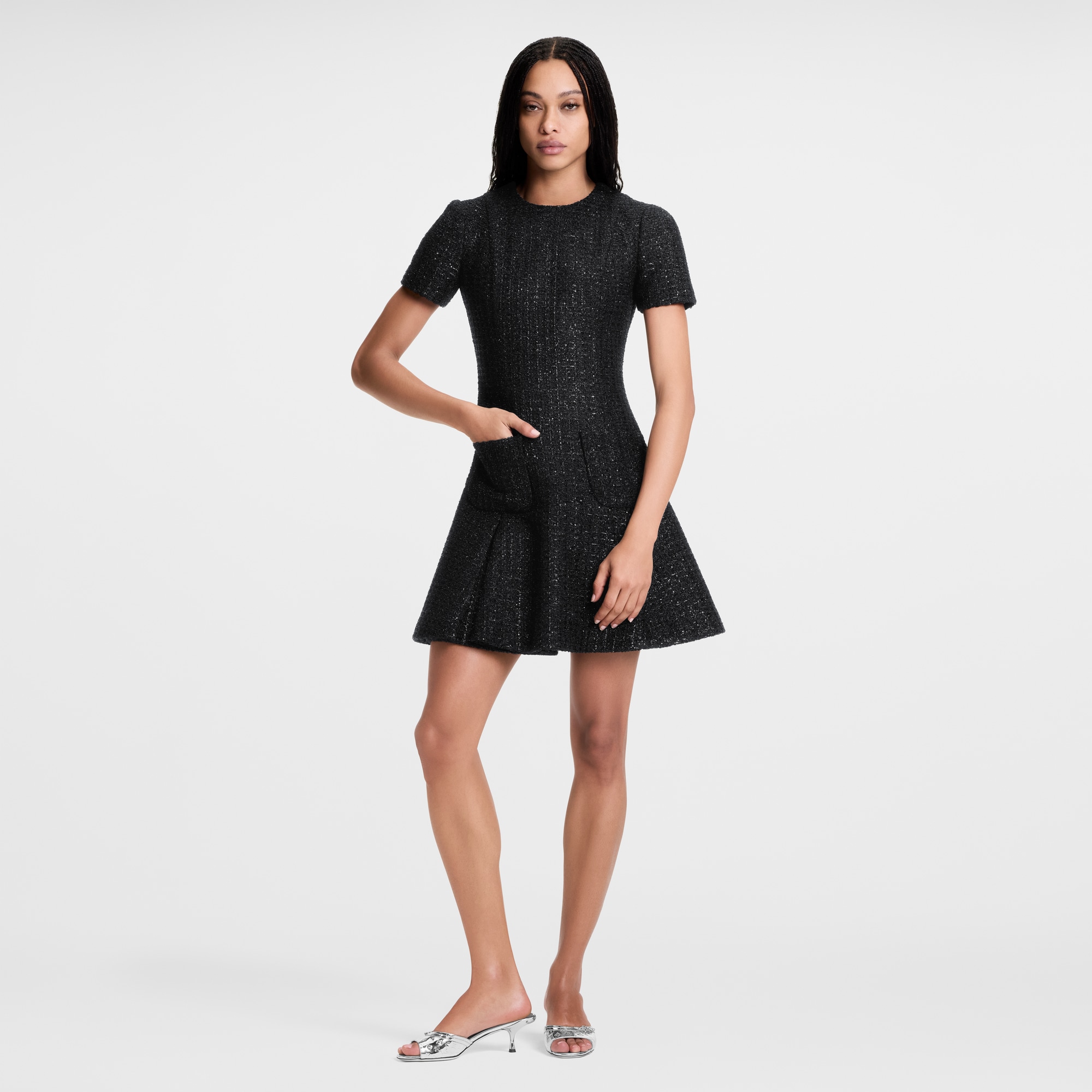 Abito in tweed con lurex a pieghe  Donna Abbigliamento Abiti | LOUIS VUITTON (Zoom prodotto)