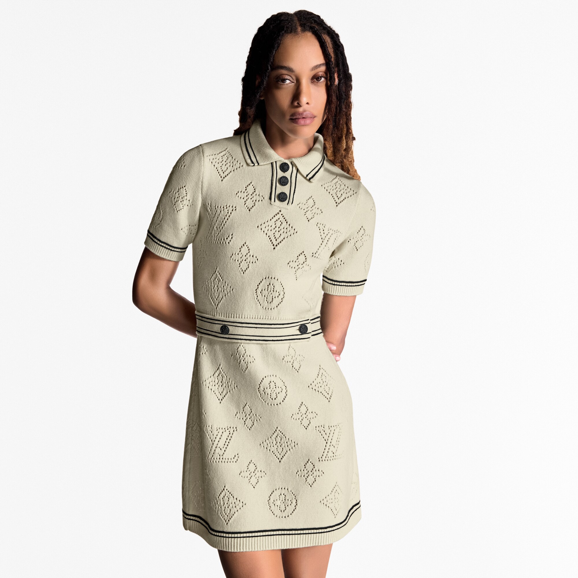 Abito polo in maglia con dettagli a righe  Donna Abbigliamento Abiti | LOUIS VUITTON (Zoom prodotto)