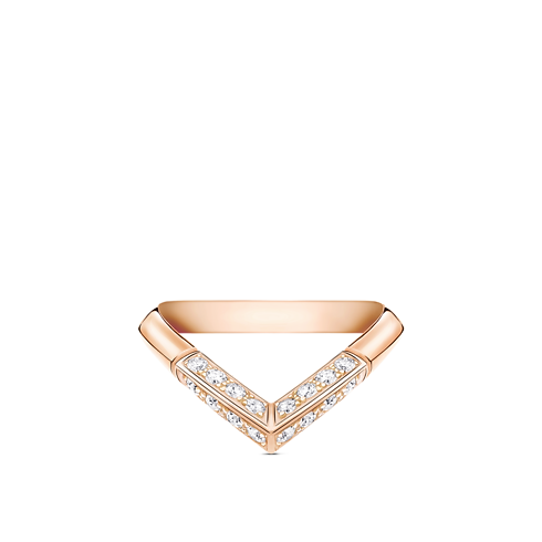 Anello con motivo a V e pavé LV Diamonds, oro rosa Gioielli Categorie Wedding Bands | LOUIS VUITTON (Zoom prodotto)