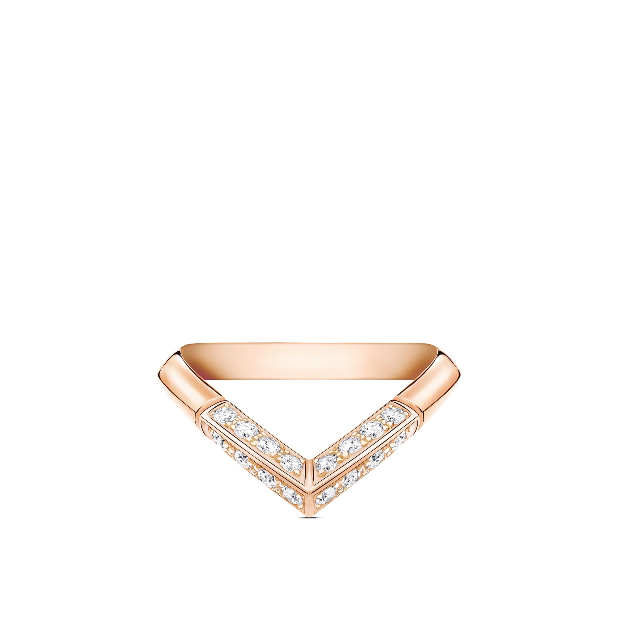 Anello con motivo a V e pavé LV Diamonds, oro rosa  Gioielli Categorie Wedding Bands | LOUIS VUITTON (Zoom prodotto)