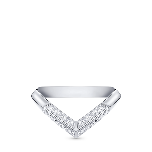 Anello con motivo a V e pavé LV Diamonds, platino Gioielli Categorie Wedding Bands | LOUIS VUITTON (Zoom prodotto)