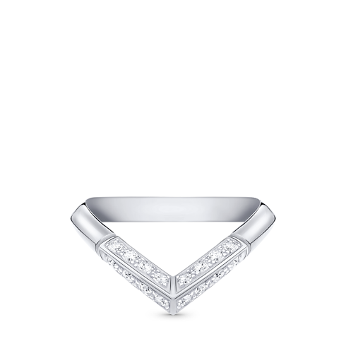 Anello con motivo a V e pavé LV Diamonds, platino Gioielli Categorie Wedding Bands | LOUIS VUITTON (Zoom prodotto)