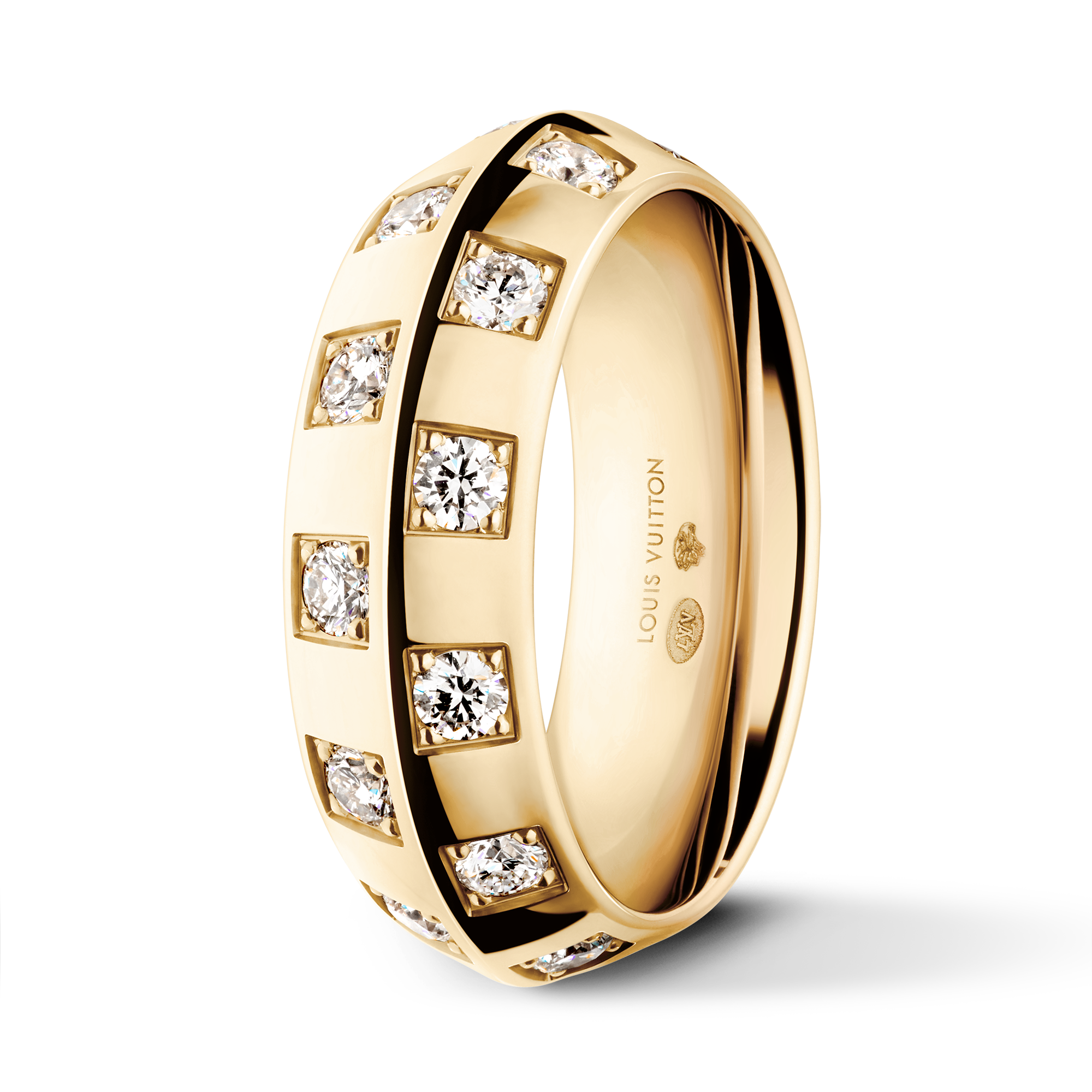 Anello grande Le Damier de Louis Vuitton, oro giallo e diamanti  Gioielli Categorie Anelli | LOUIS VUITTON (Zoom prodotto)