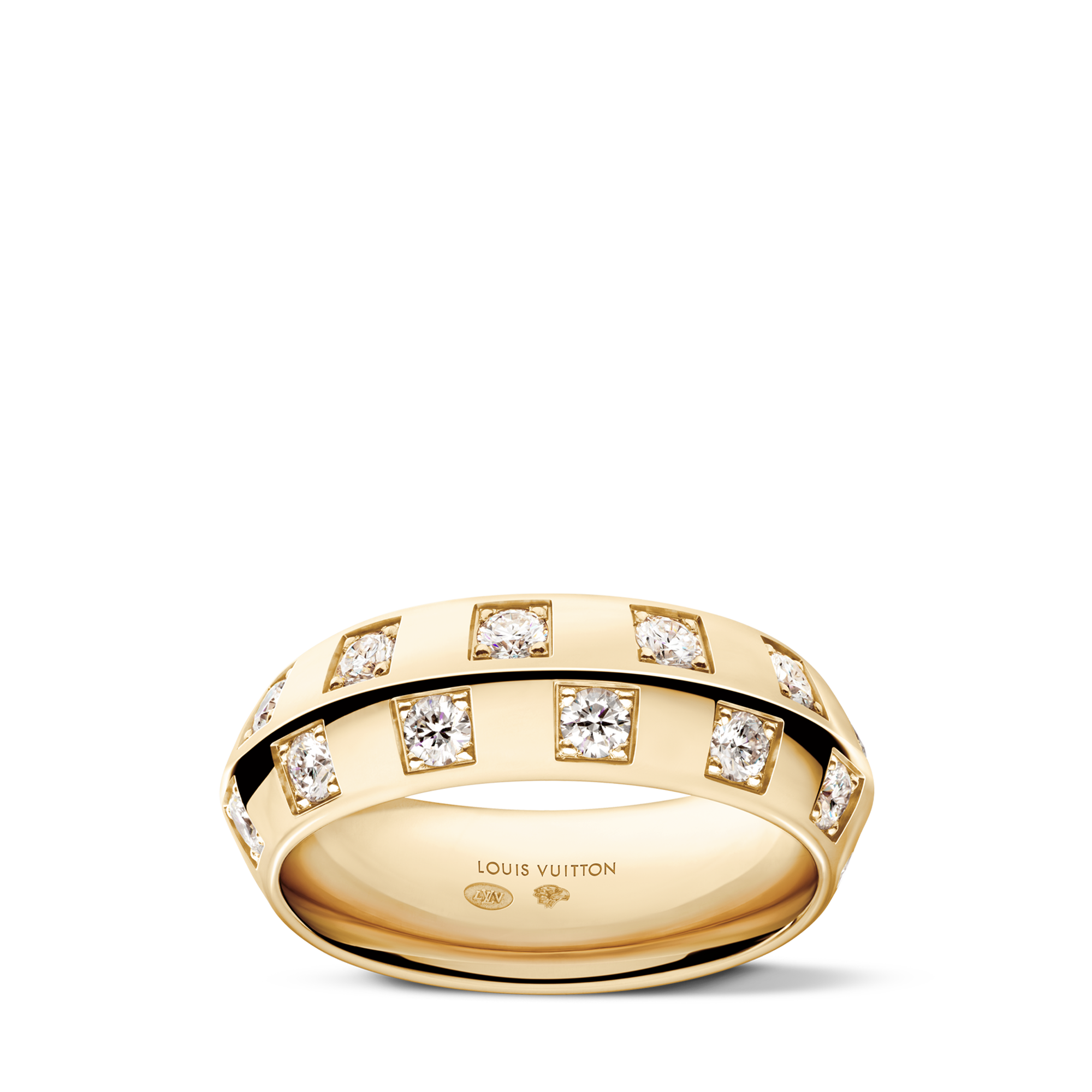 Anello grande Le Damier de Louis Vuitton, oro giallo e diamanti  Gioielli Categorie Anelli | LOUIS VUITTON (Zoom prodotto)