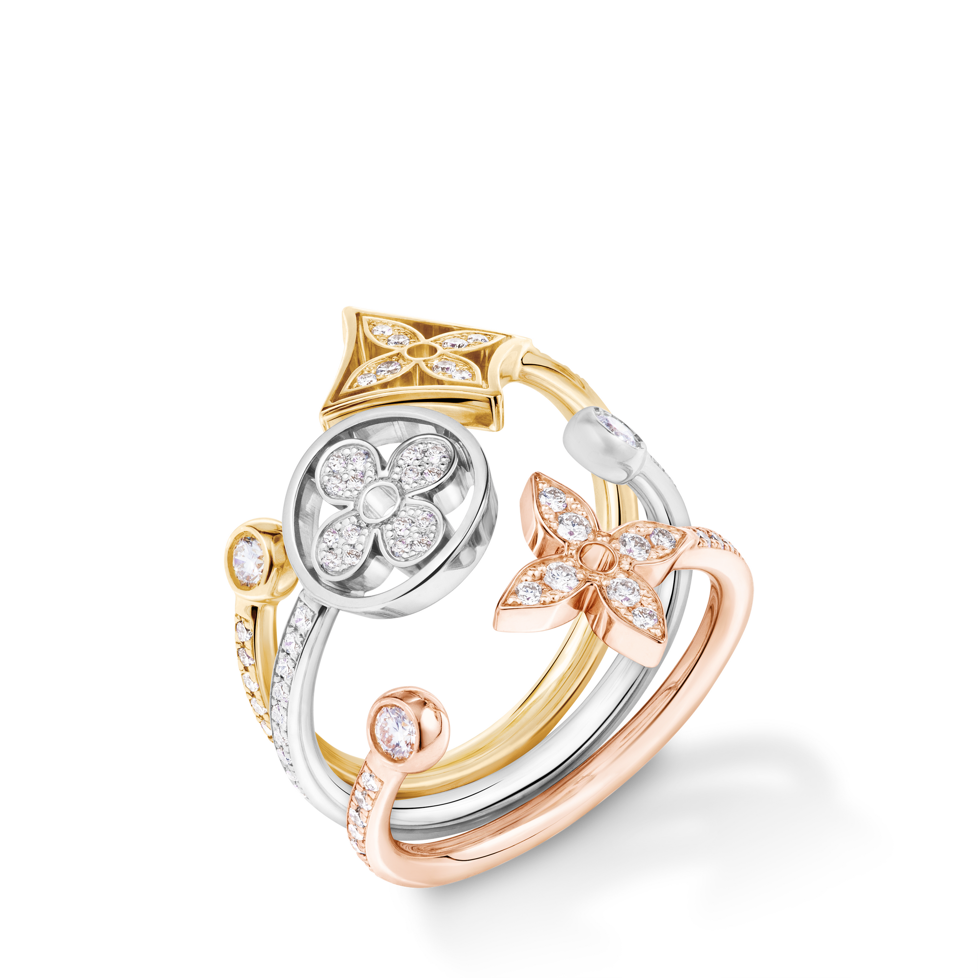 Anello Idylle Blossom, oro giallo, bianco e rosa con diamanti  Gioielli Categorie Tutta la Gioielleria | LOUIS VUITTON (Zoom prodotto)