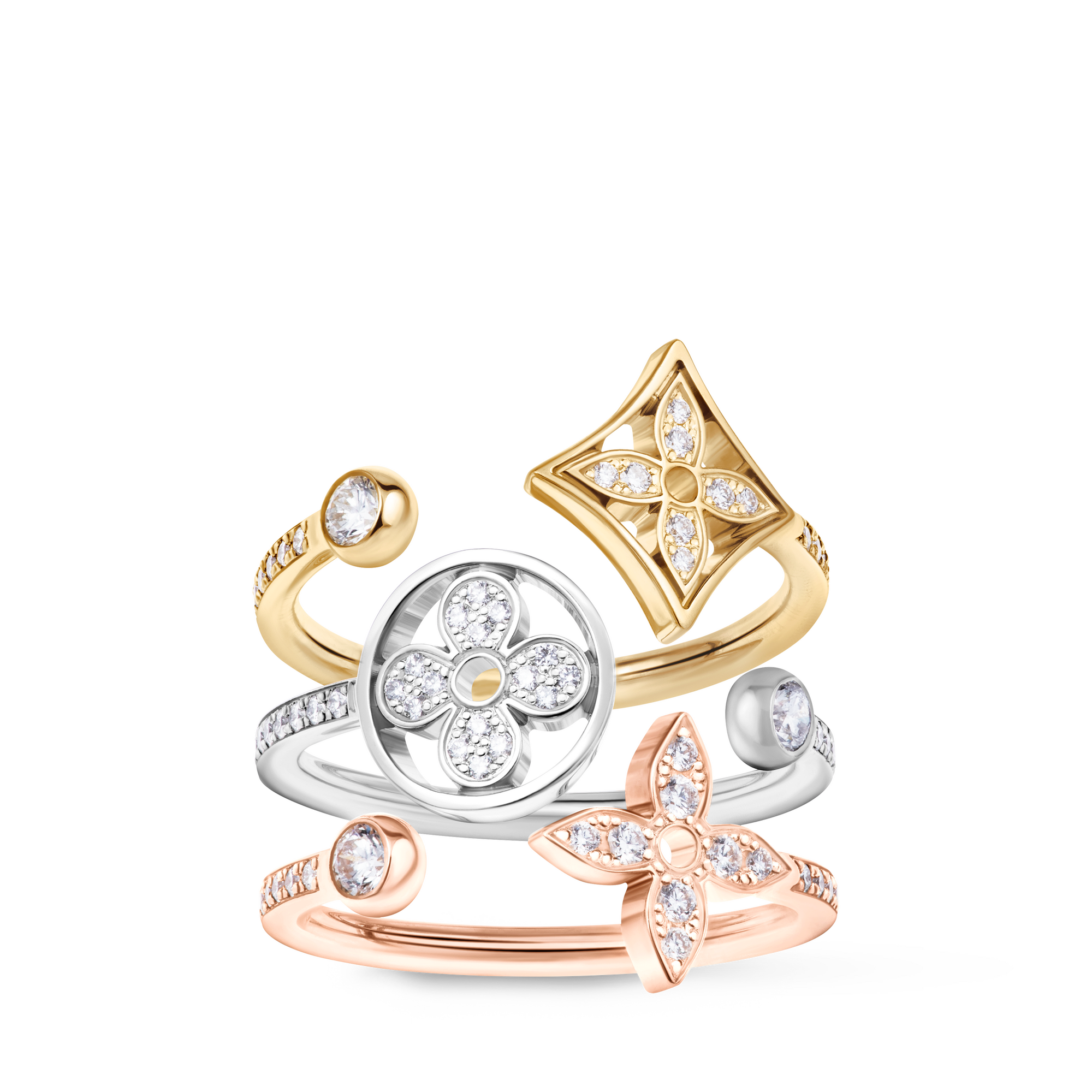 Anello Idylle Blossom, oro giallo, bianco e rosa con diamanti  Gioielli Categorie Tutta la Gioielleria | LOUIS VUITTON (Zoom prodotto)