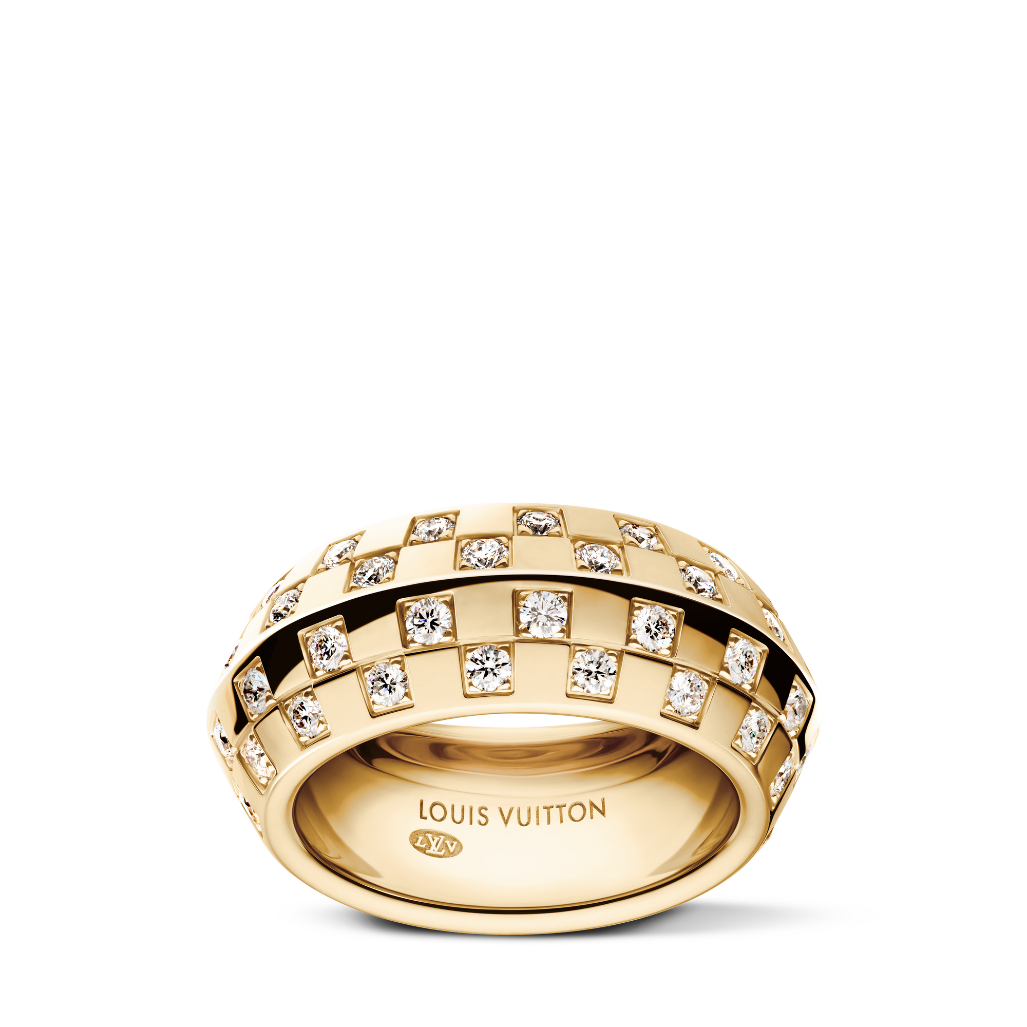 Anello Le Damier de Louis Vuitton, oro giallo e diamanti  Gioielli Categorie Anelli | LOUIS VUITTON (Zoom prodotto)