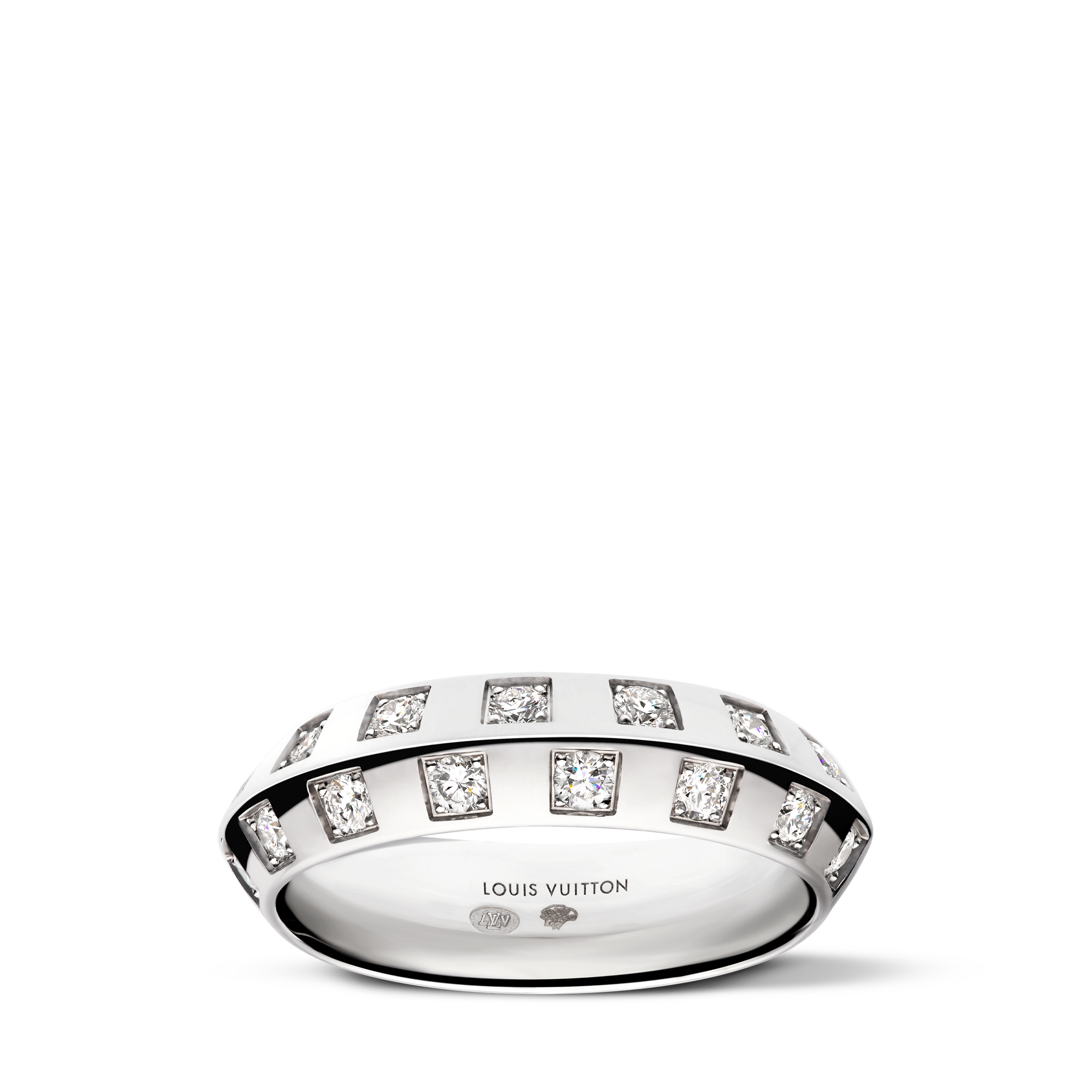 Anello medio Le Damier de Louis Vuitton, oro bianco e diamanti  Gioielli Categorie Anelli | LOUIS VUITTON (Zoom prodotto)