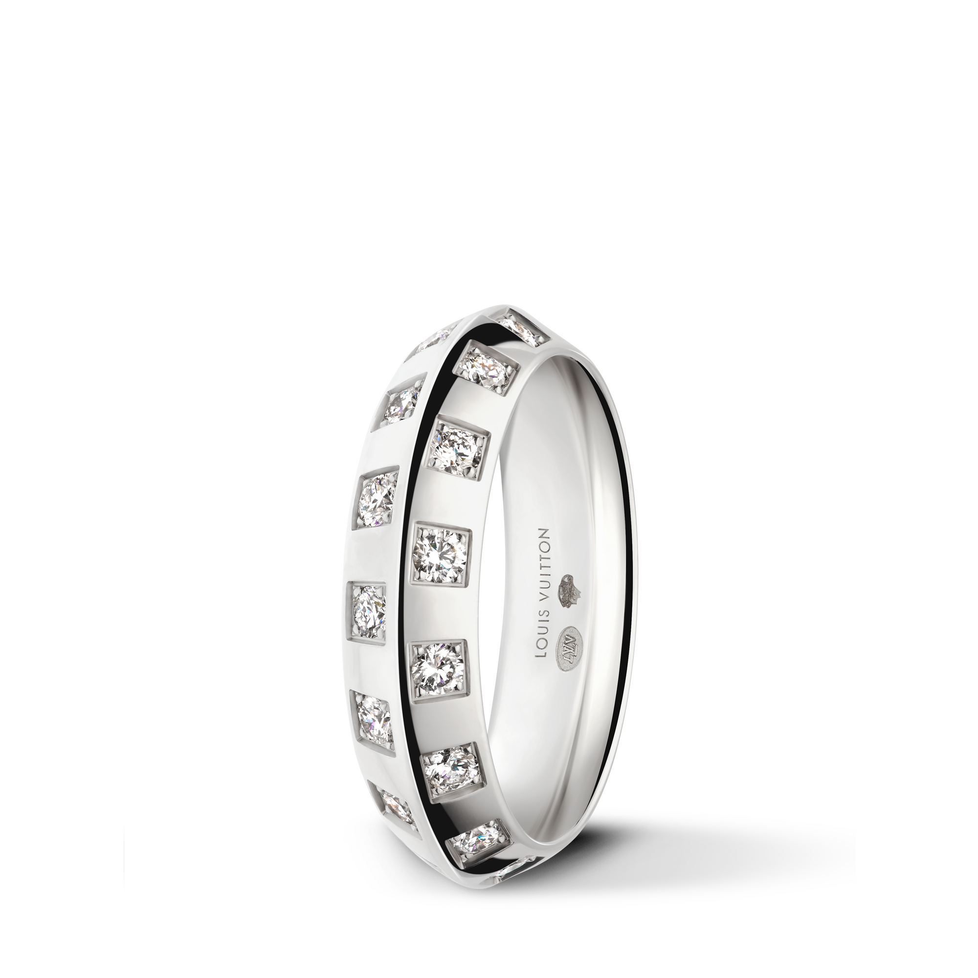 Anello medio Le Damier de Louis Vuitton, oro bianco e diamanti  Gioielli Categorie Anelli | LOUIS VUITTON (Zoom prodotto)