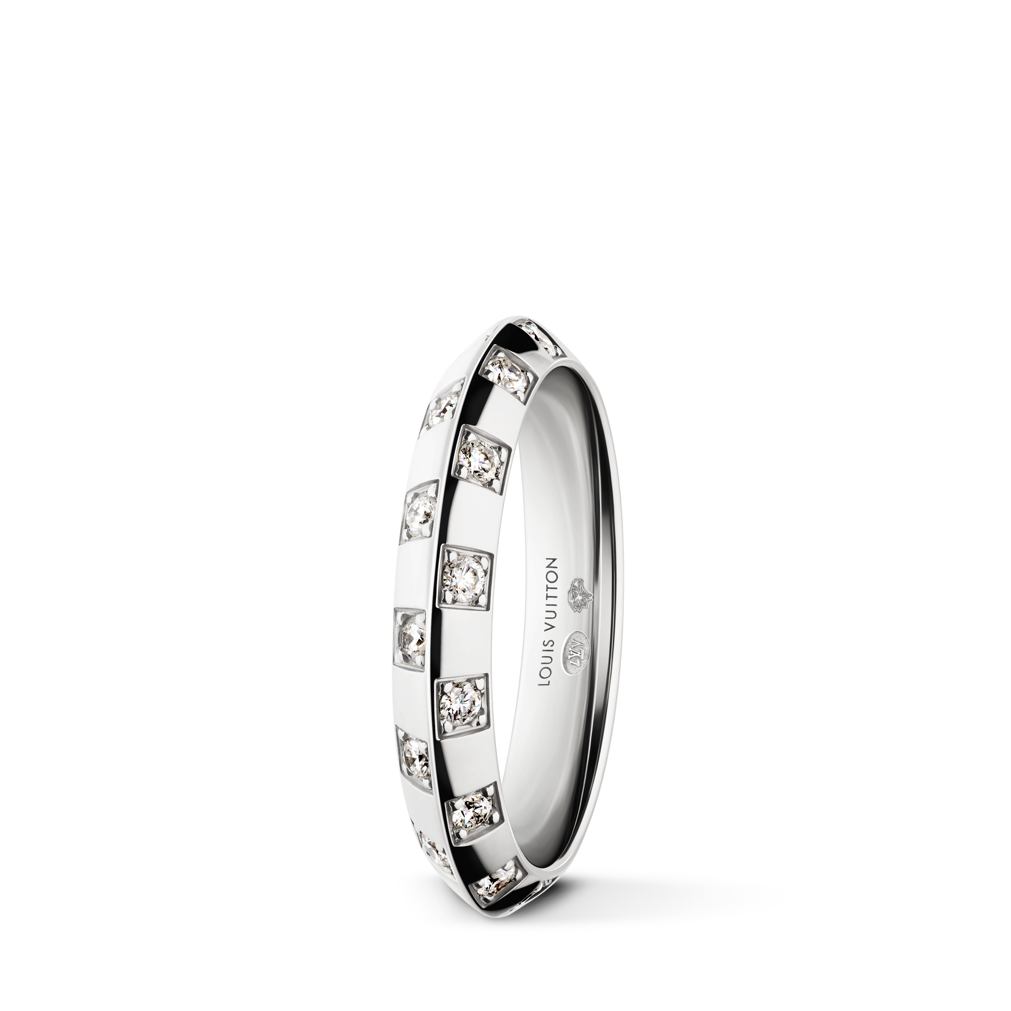 Anello piccolo Le Damier de Louis Vuitton, oro bianco e diamanti  Les Extraordinaires Gioielli Anelli | LOUIS VUITTON (Zoom prodotto)