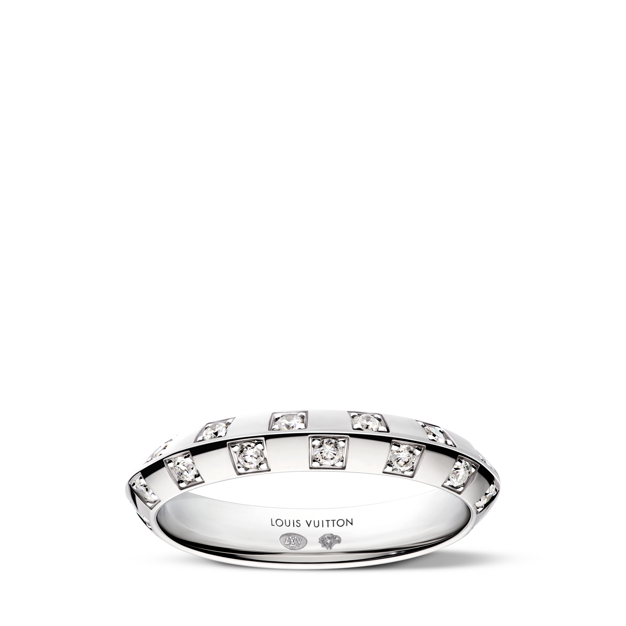 Anello piccolo Le Damier de Louis Vuitton, oro bianco e diamanti  Les Extraordinaires Gioielli Anelli | LOUIS VUITTON (Zoom prodotto)