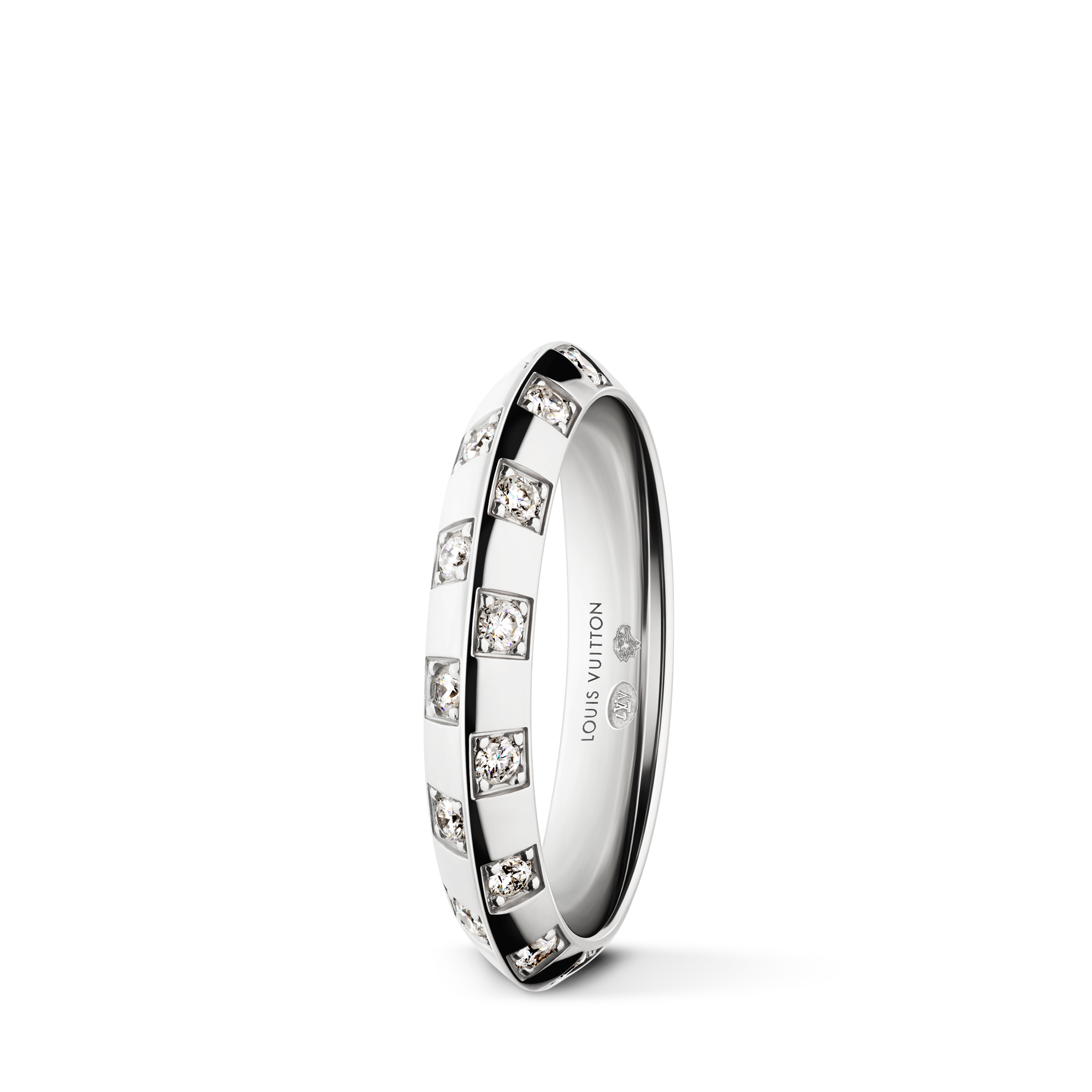 Anello piccolo Le Damier de Louis Vuitton, oro bianco e diamanti  Les Extraordinaires Gioielli Anelli | LOUIS VUITTON (Zoom prodotto)