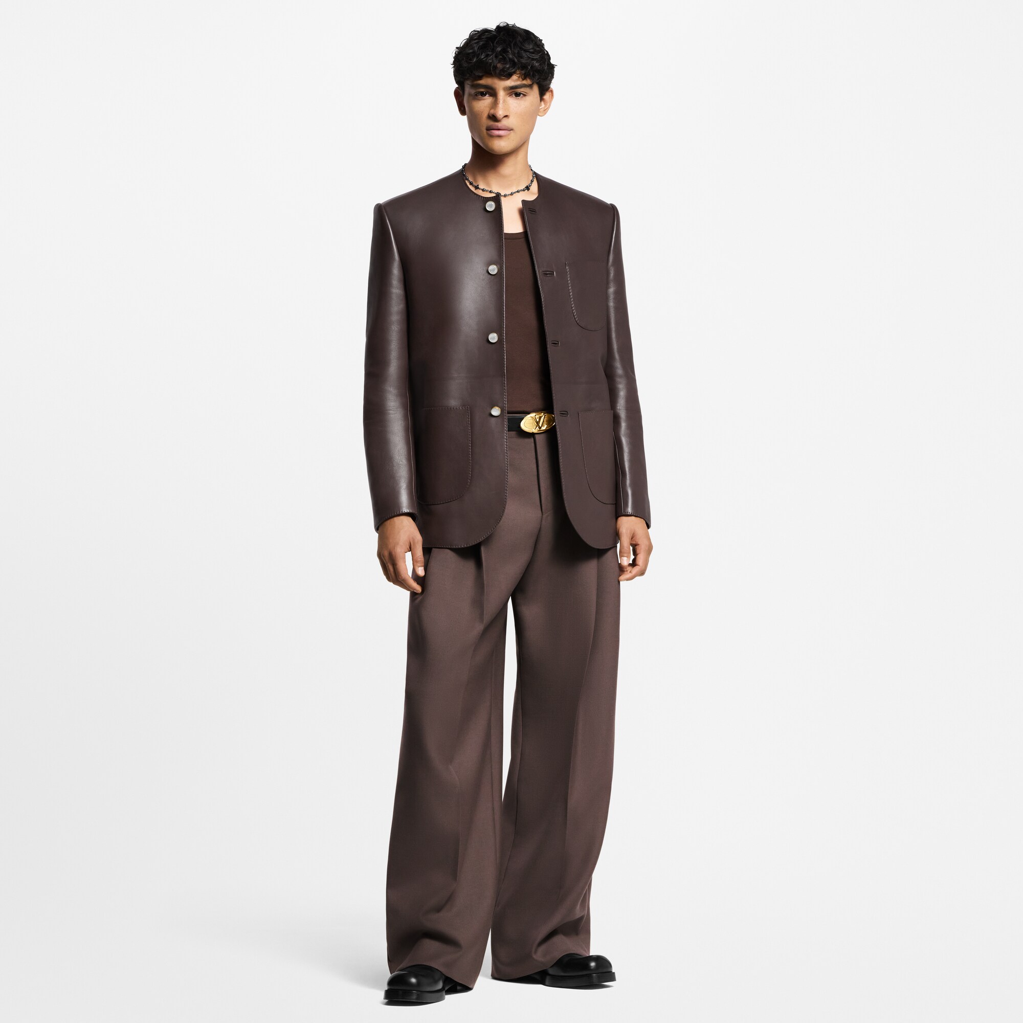 Blazer in pelle senza colletto  Uomo Abbigliamento Blazer e Giacche | LOUIS VUITTON (Zoom prodotto)