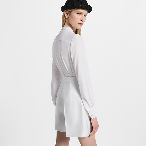 Blusa con lavallière e dettagli a pieghe Donna Abbigliamento Camicie e T-Shirt | LOUIS VUITTON (Zoom prodotto)