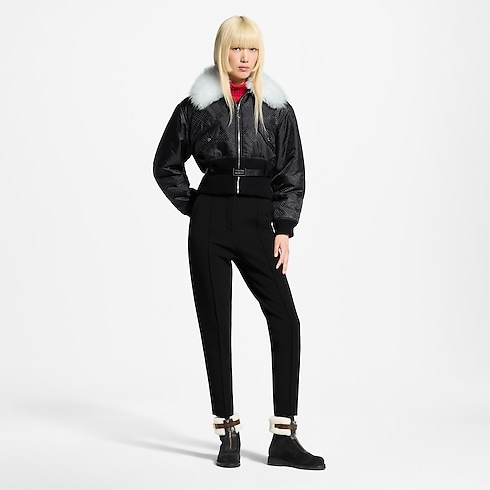 Bomber con colletto in shearling e motivo Nanogram worn view