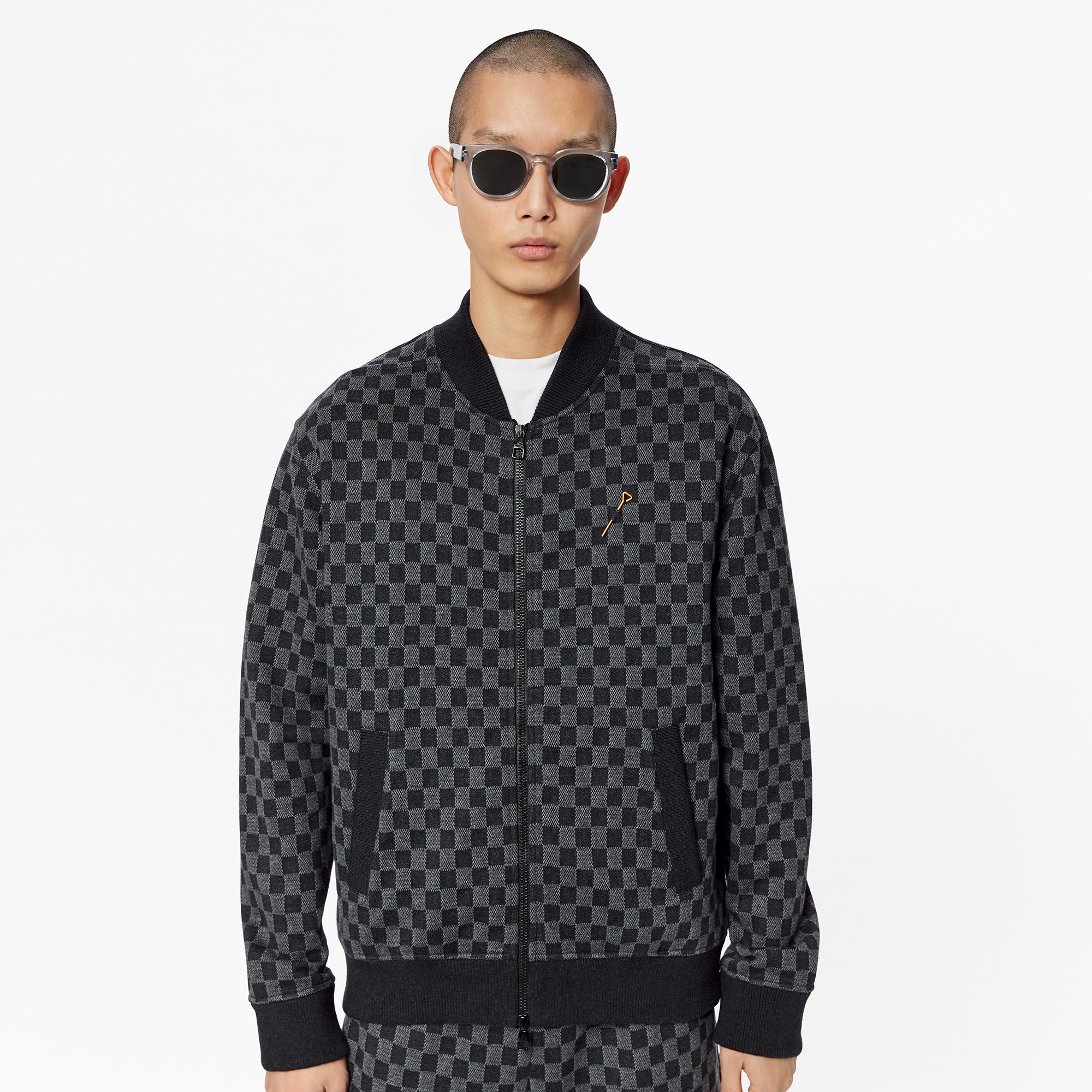 Bomber con motivo Damier in trama jacquard  Uomo Abbigliamento Maglieria e Felpe | LOUIS VUITTON (Zoom prodotto)