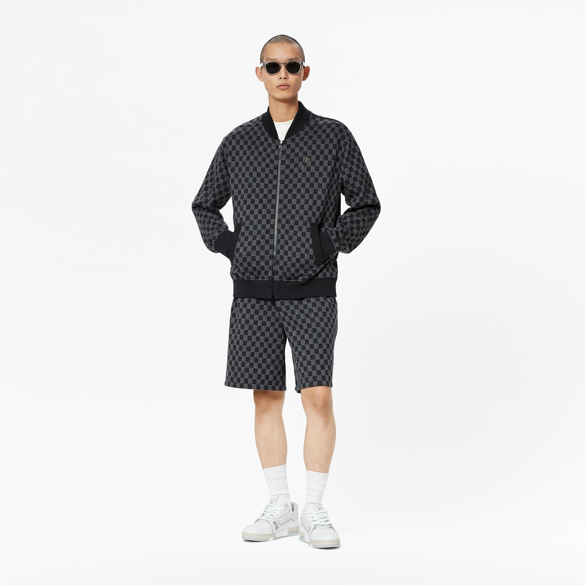 Bomber con motivo Damier in trama jacquard  Uomo Abbigliamento Maglieria e Felpe | LOUIS VUITTON (Zoom prodotto)