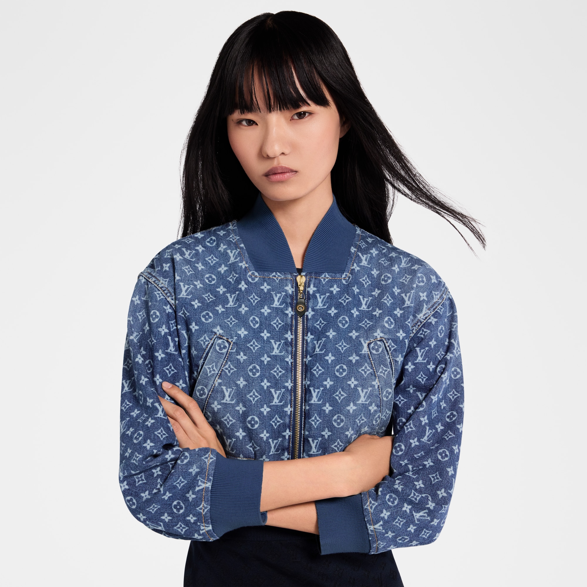 Bomber corto in denim con motivo Monogram  Donna Abbigliamento Cappotti e Giacche | LOUIS VUITTON (Zoom prodotto)