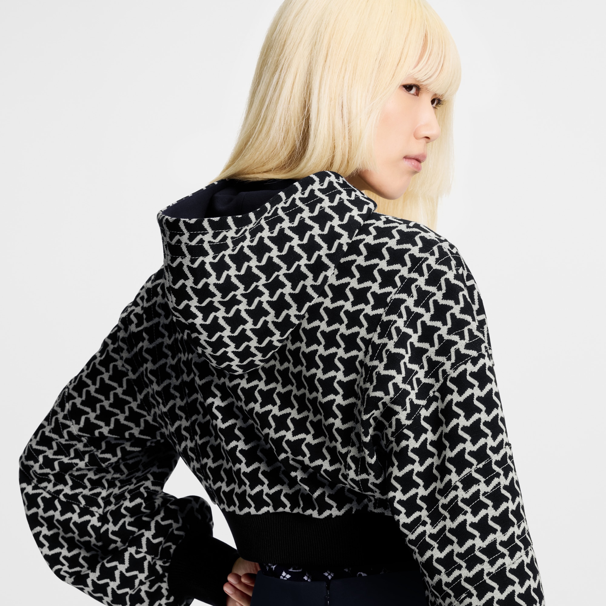 Bomber crop in jacquard a nido d