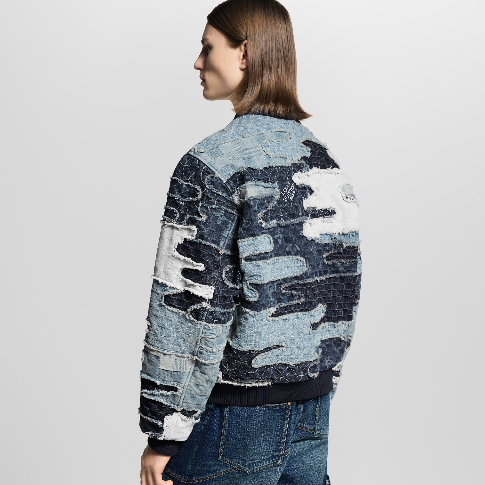 Bomber in denim con motivo in stile patchwork  Uomo Abbigliamento Capispalla e Cappotti | LOUIS VUITTON (Zoom prodotto)