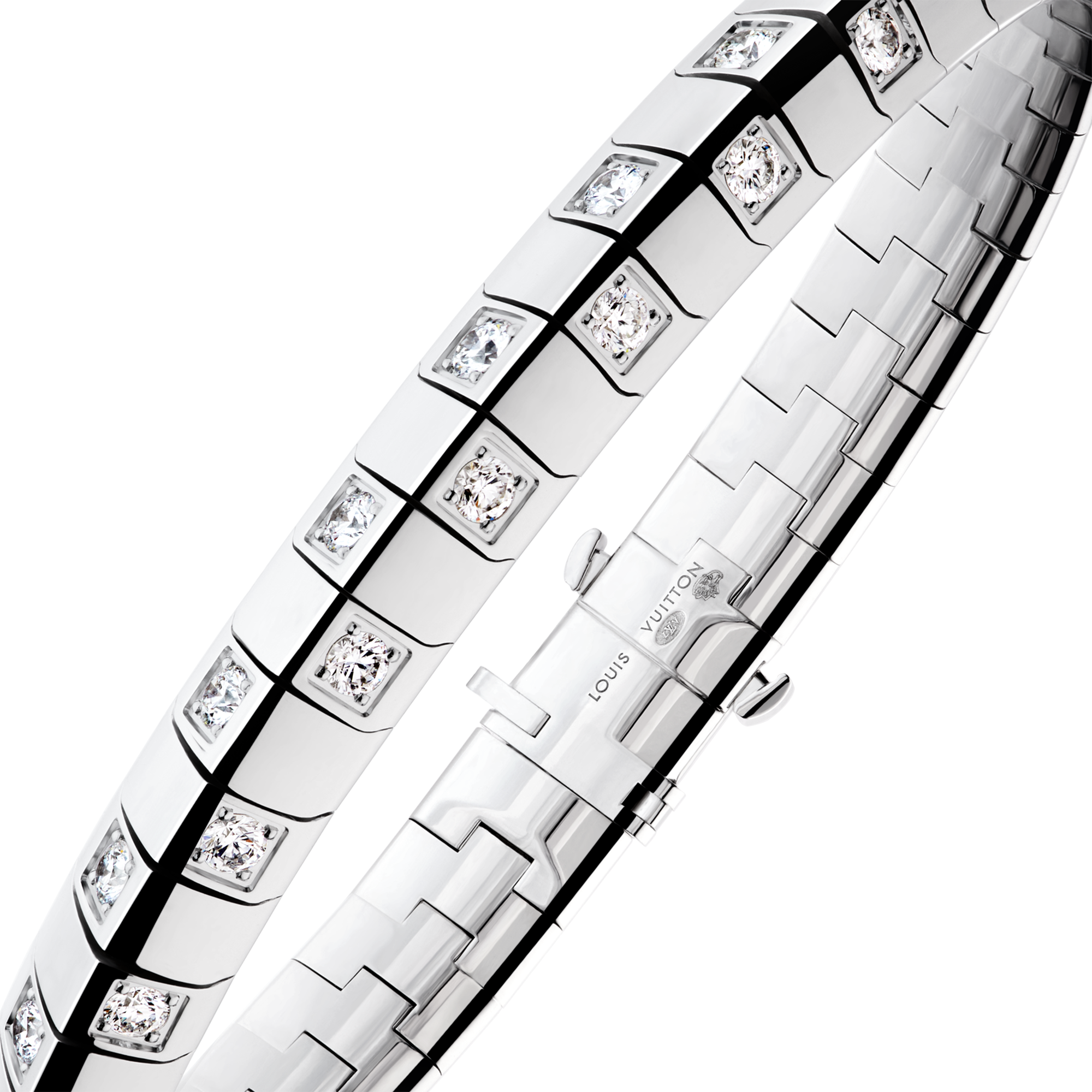 Bracciale grande Le Damier de Louis Vuitton, oro bianco e diamanti  Gioielli Categorie Bracciali | LOUIS VUITTON (Zoom prodotto)