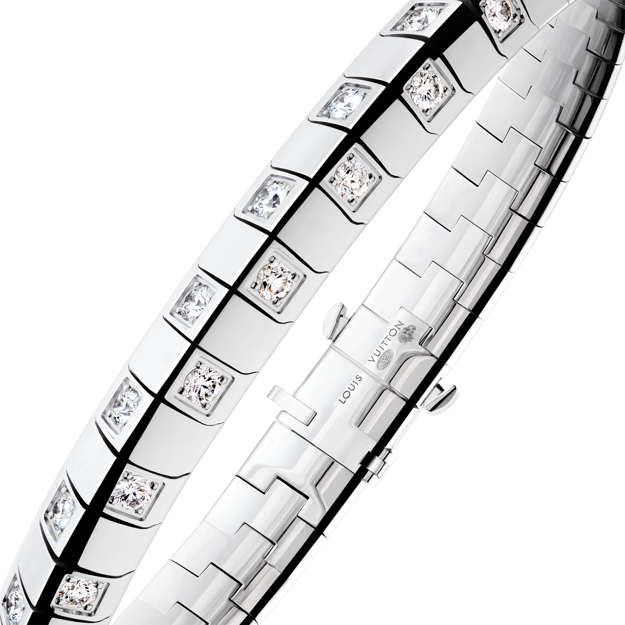 Bracciale grande Le Damier de Louis Vuitton, oro bianco e diamanti  Gioielli Categorie Bracciali | LOUIS VUITTON (Zoom prodotto)