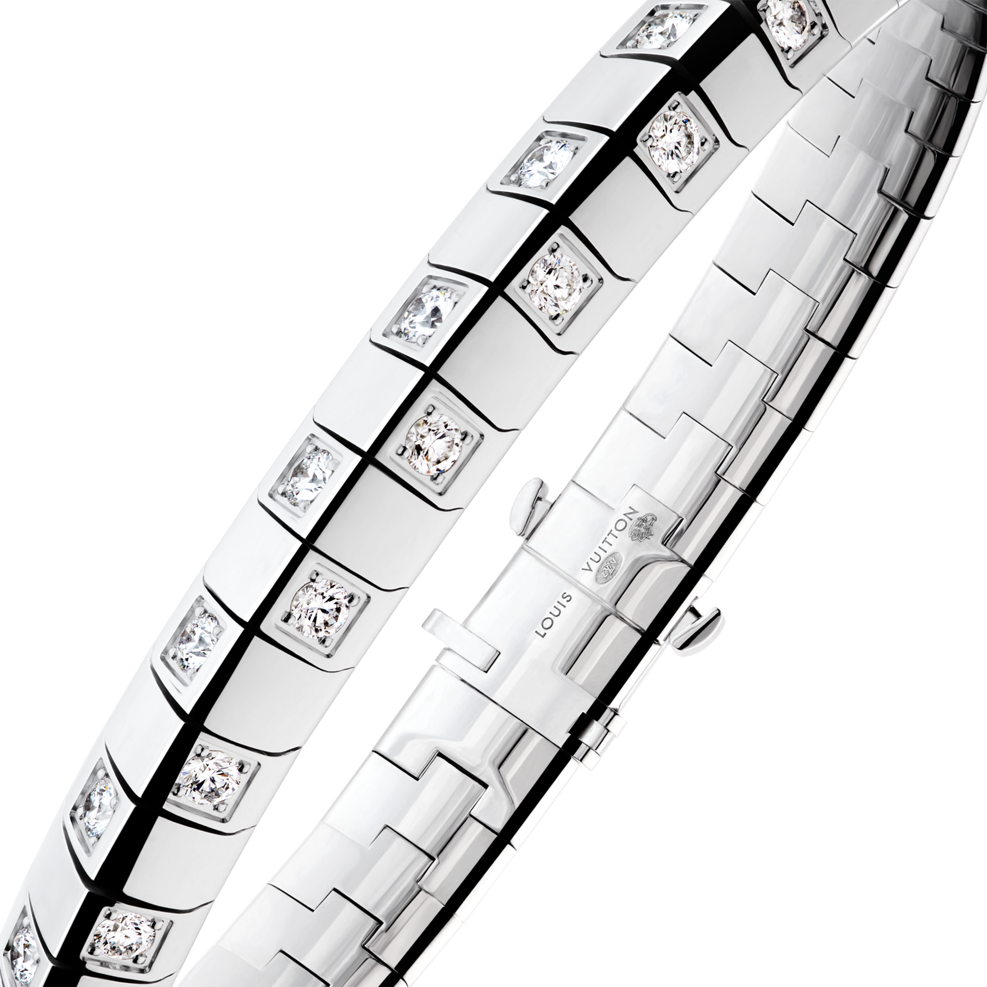 Bracciale grande Le Damier de Louis Vuitton, oro bianco e diamanti  Gioielli Categorie Bracciali | LOUIS VUITTON (Zoom prodotto)