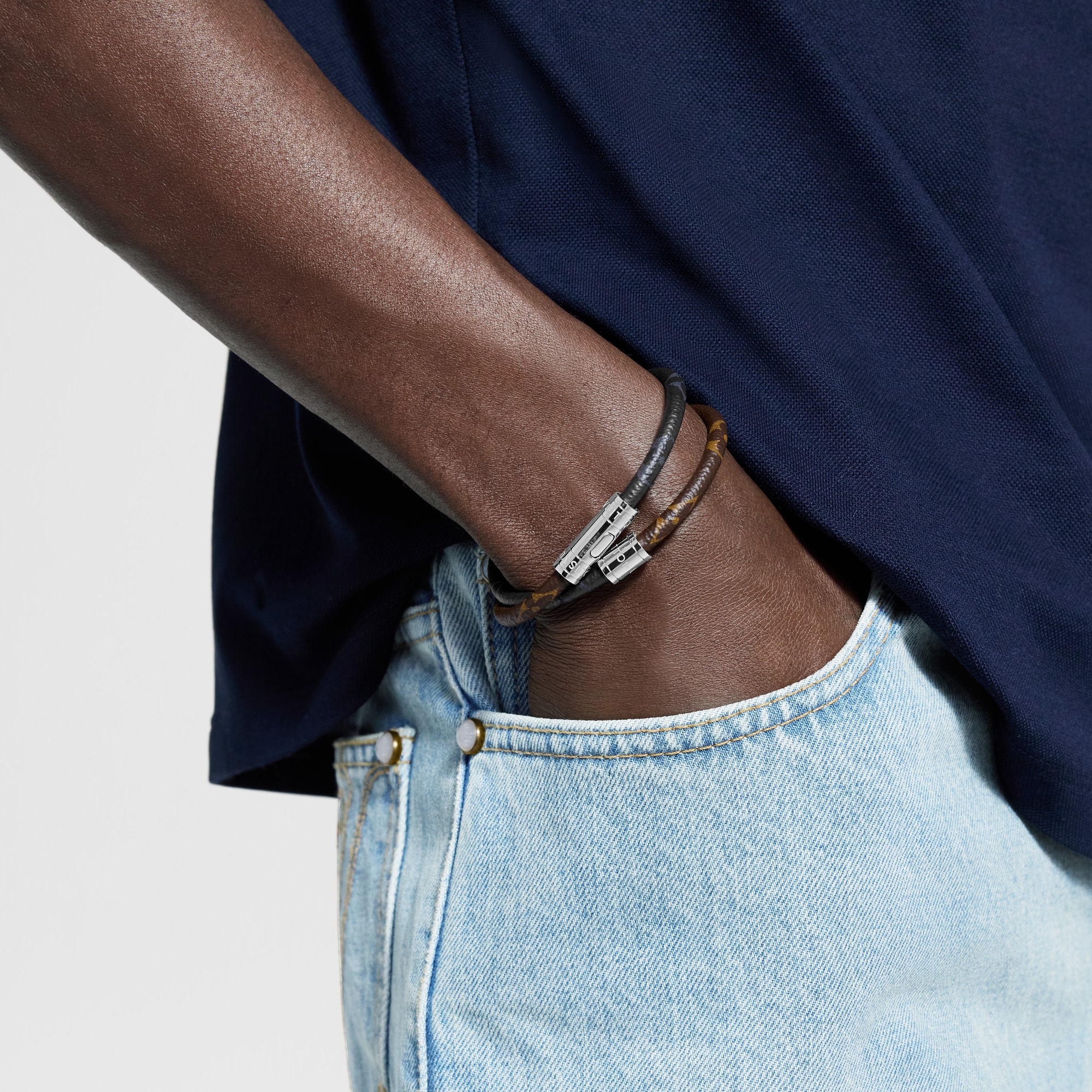 Bracciale in pelle Keep It Double Tela Monogram Uomo Fashion Bijoux Bracciali | LOUIS VUITTON (Zoom prodotto)