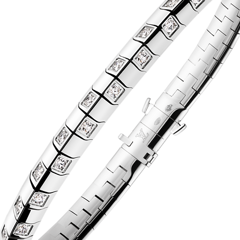 Bracciale medio Le Damier de Louis Vuitton, oro bianco e diamanti Gioielli Categorie Bracciali | LOUIS VUITTON (Zoom prodotto)