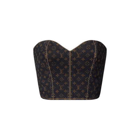 Bustier in denim con motivo Monogram Donna Abbigliamento Camicie e T-Shirt | LOUIS VUITTON (Zoom prodotto)