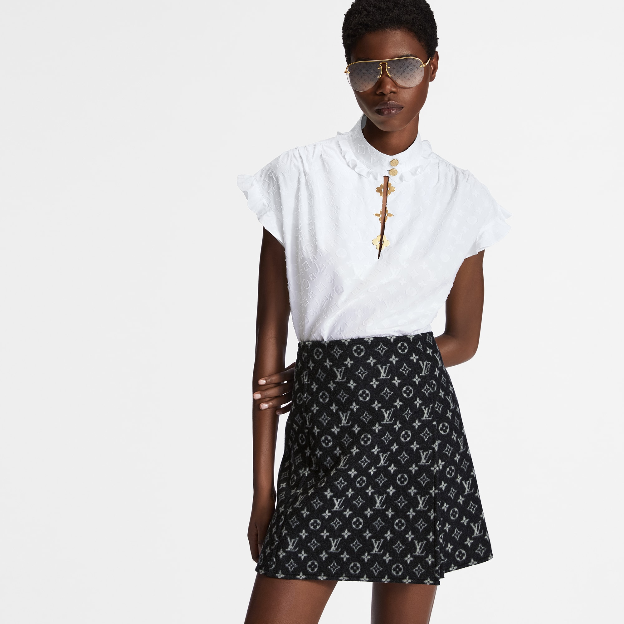 Camicetta con ruches  Donna Abbigliamento Camicie e T-Shirt | LOUIS VUITTON (Zoom prodotto)