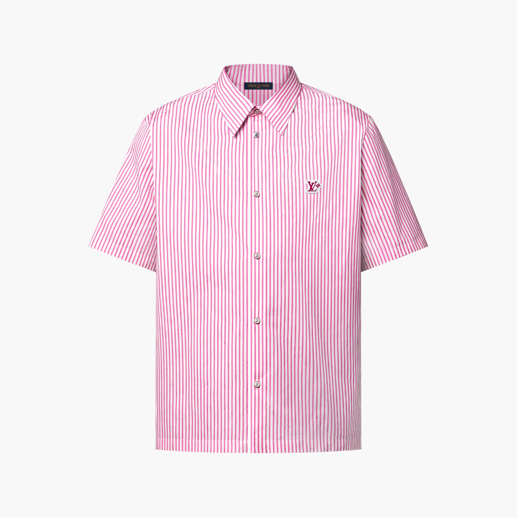 Camicia a maniche corte con motivi Monogram e a righe