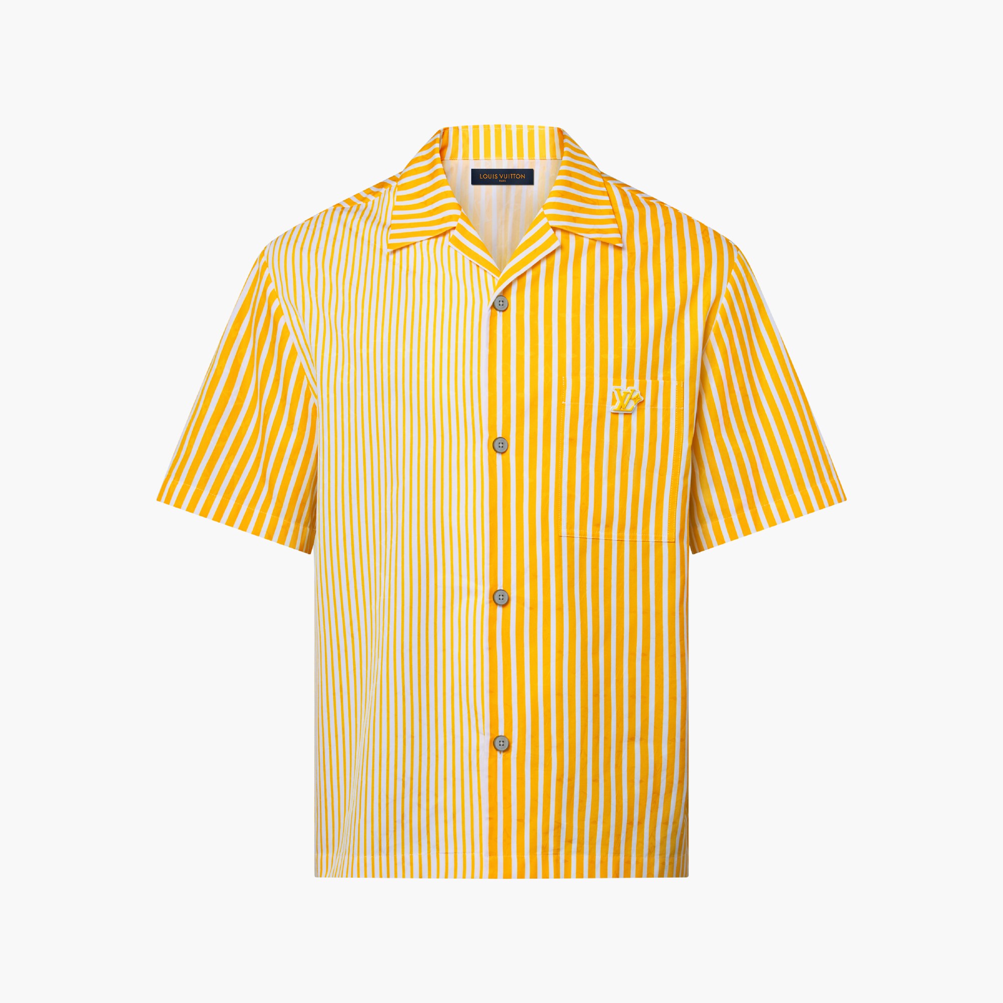 Camicia a maniche corte con motivi Monogram in stile patchwork e a righe